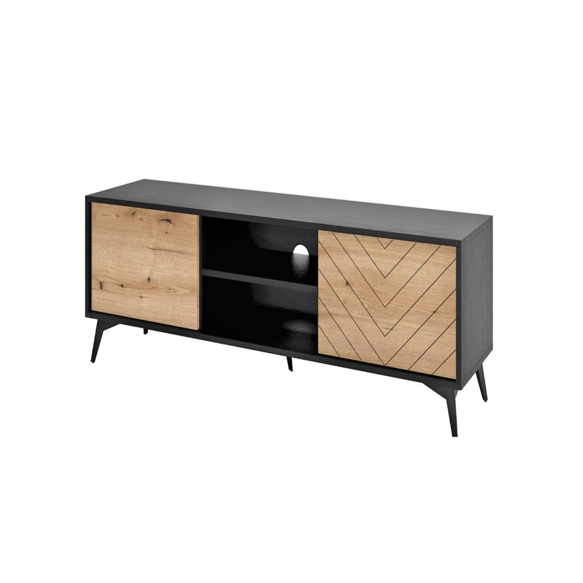 Voir la diapositive 5 : BEST MOBILIER Peter - meuble tv - effet bois et noir - 154 cm - style industriel