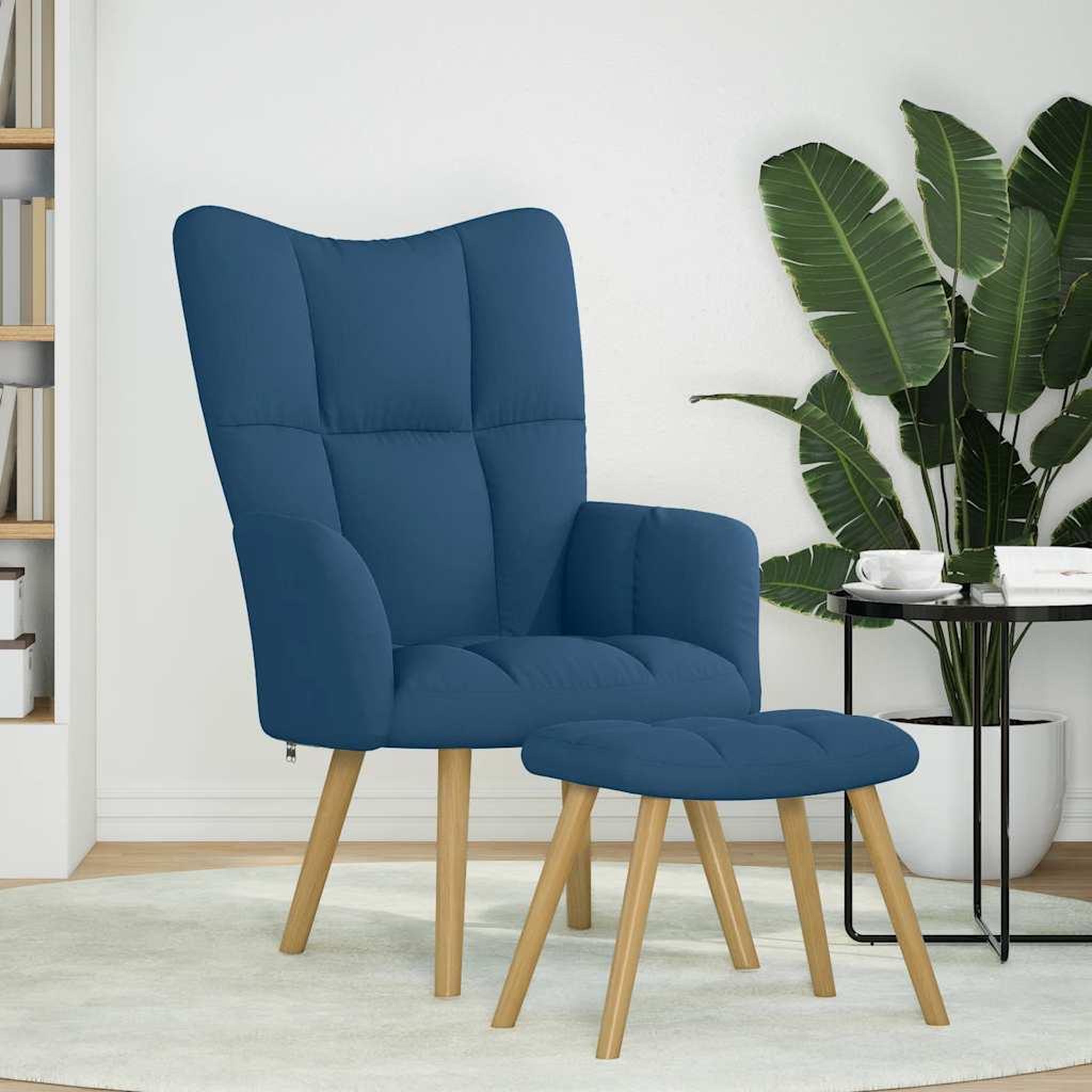 Voir la diapositive 3 : VIDAXL Chaise de relaxation avec repose-pied Bleu Tissu