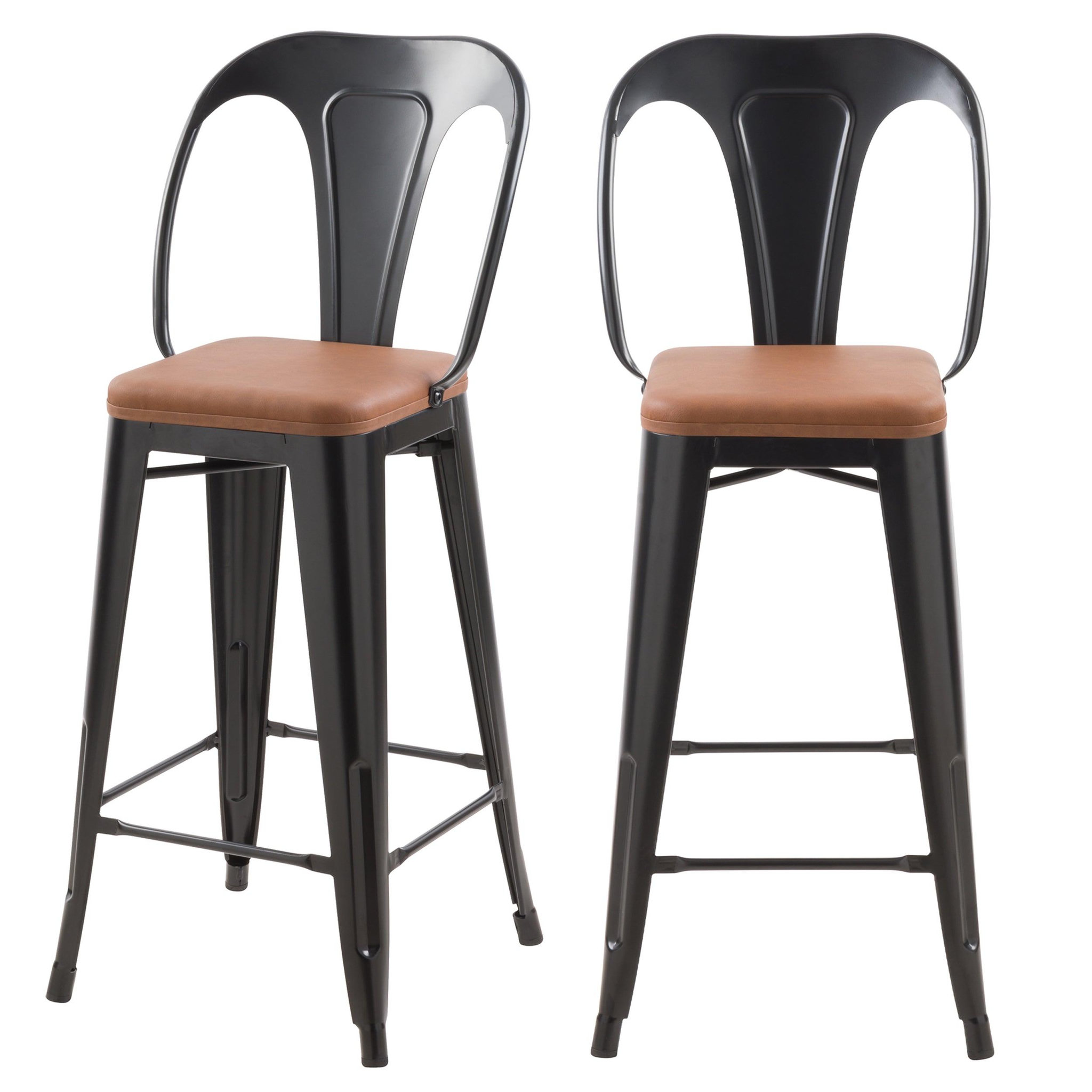 MAISON PAVANE Lot de 2 chaises pour îlot central 68 cm noires et marron-charly