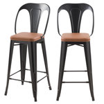 Rendez vous déco Lot de 2 chaises pour îlot central 68 cm noires et marron-Charly