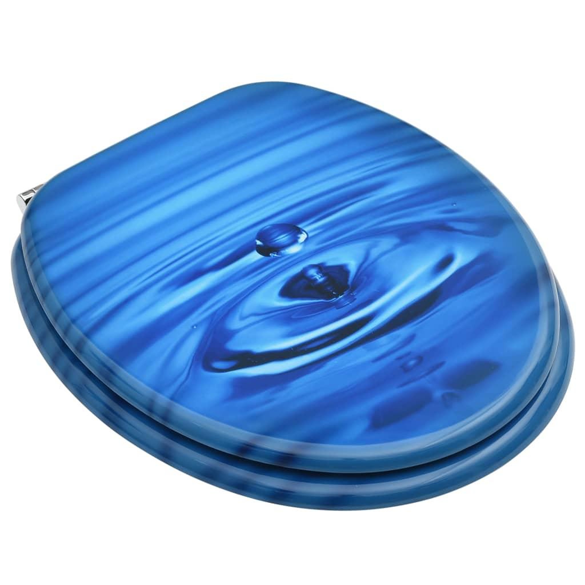 Voir la diapositive 3 : VIDAXL Siege de toilette avec couvercle MDF Bleu Gouttes d'eau
