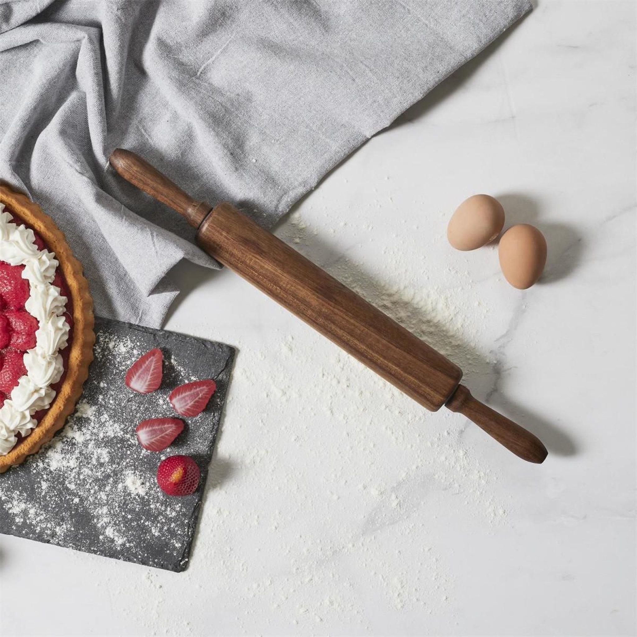 Voir la diapositive 2 : The Home Deco Factory Rouleau à pâtisserie en bois  acacia  45cm marron
