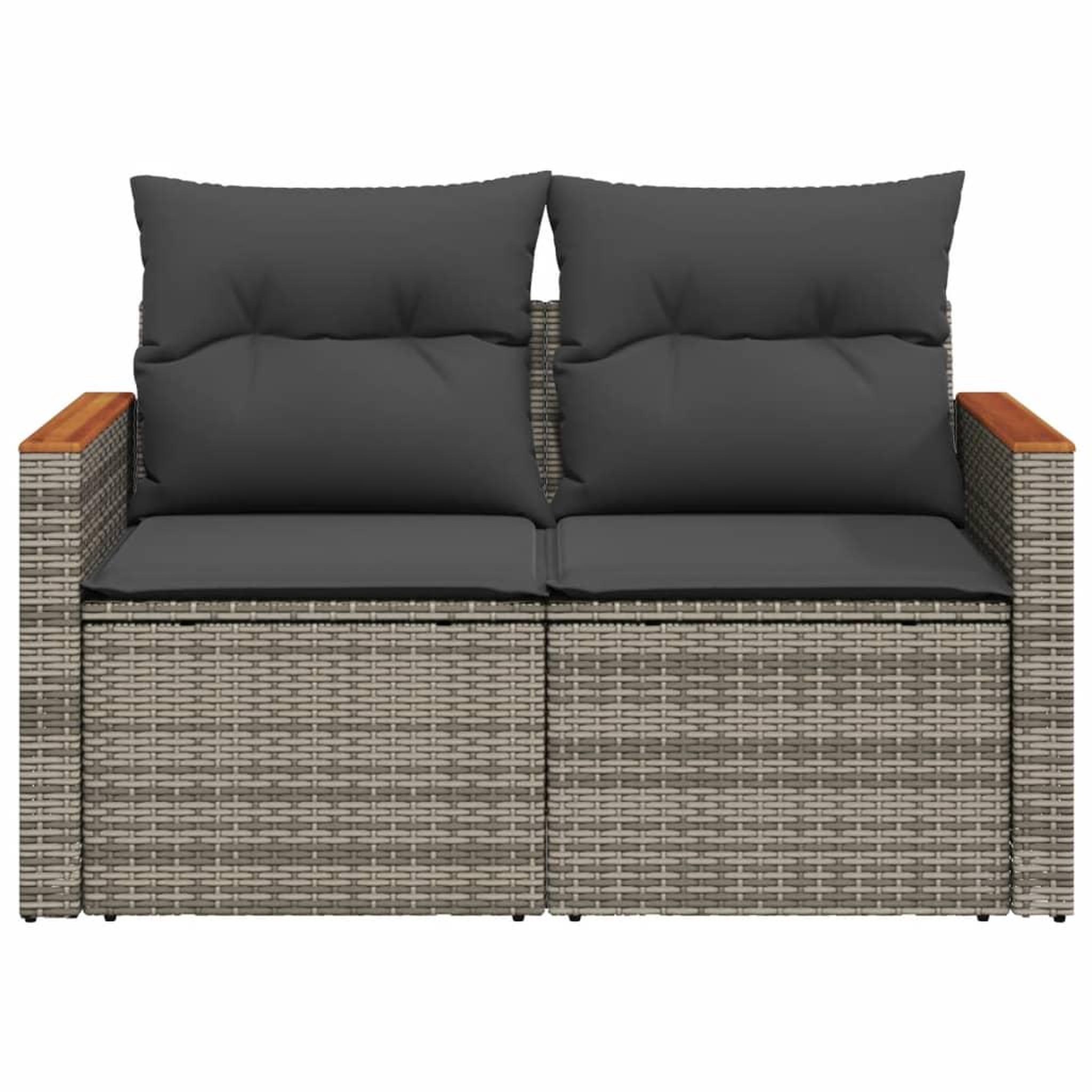 Voir la diapositive 4 : VIDAXL Canape de jardin 2 places avec coussins gris resine tressee