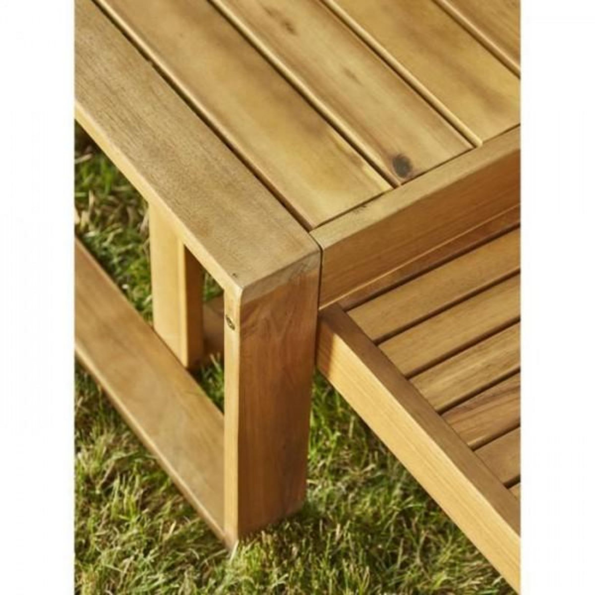 BOCARNEA Salon de jardin en bois d'Acacia FSC avec coussins lin - BOCARNEA - 6 personnes - LEVATA