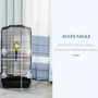Voir la diapositive 6 : PAWHUT Cage à oiseaux volière avec mangeoires perchoirs plateau amovible dim. 46,5L x 35,5l x 92H cm métal PS noir