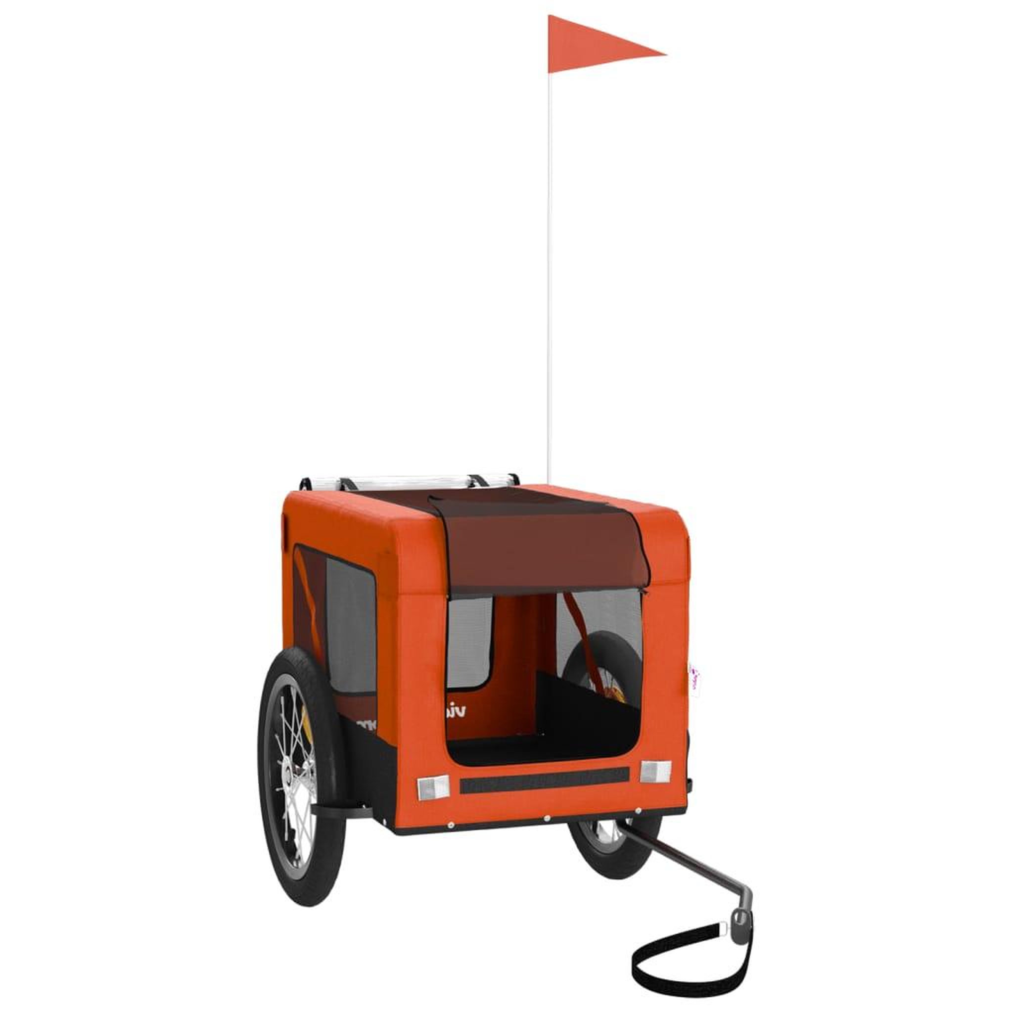 Voir la diapositive 3 : VIDAXL Remorque de velo pour animaux de compagnie orange et noir