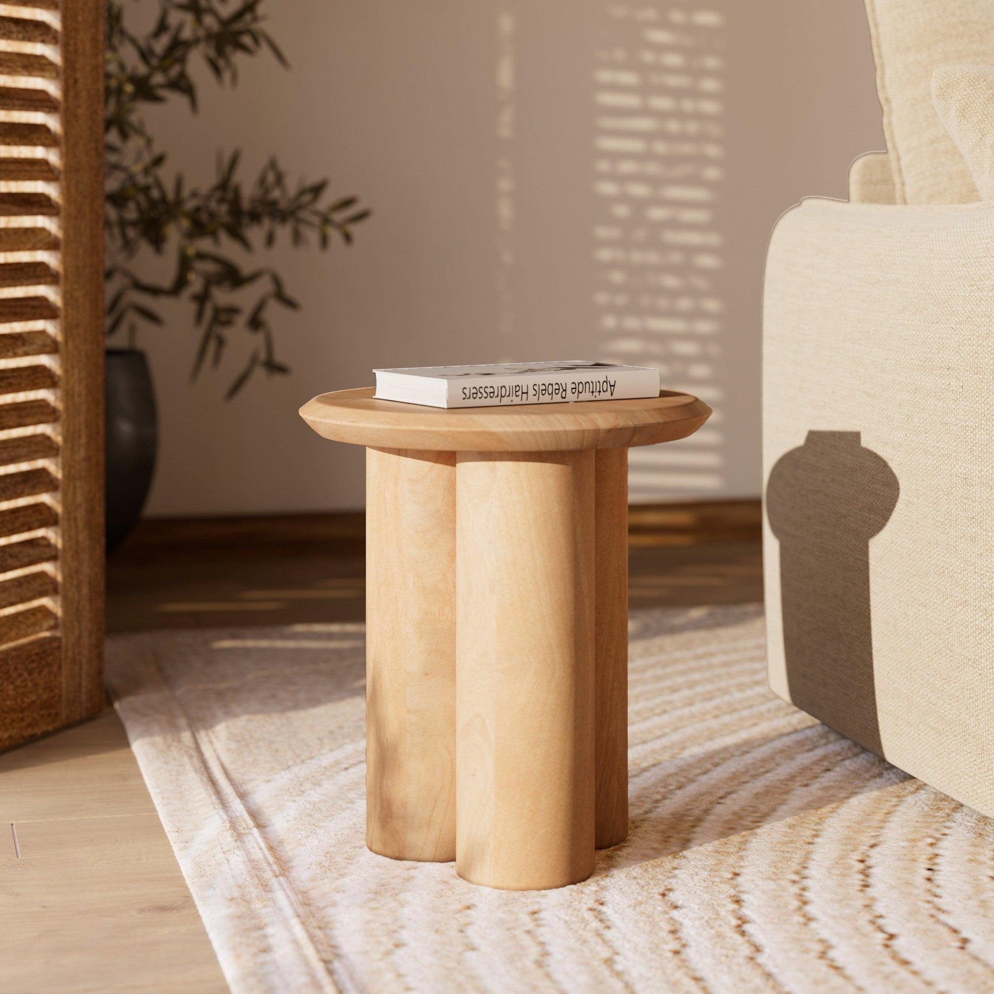 Voir la diapositive 2 : MAISON PAVANE Table d'appoint en bois de manguier d40 cm-sacha