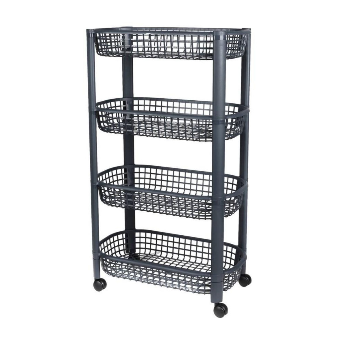 FORNORD Desserte à roulettes en plastique 4 niveaux