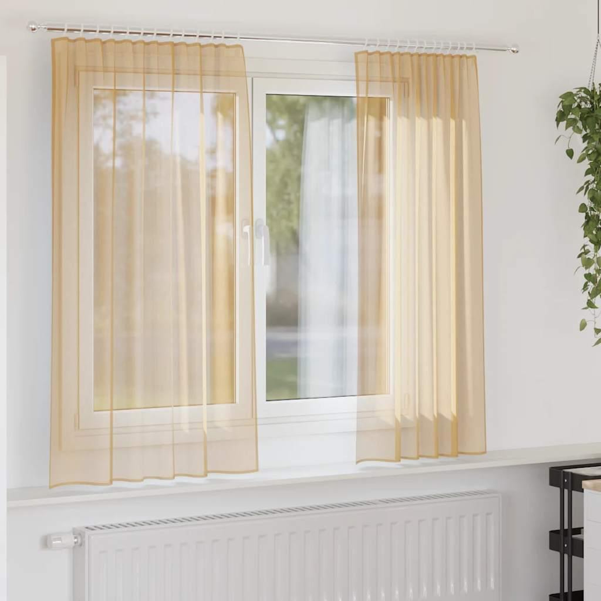VIDAXL Rideaux en voile avec boucles 2 pcs sable 140x175 cm