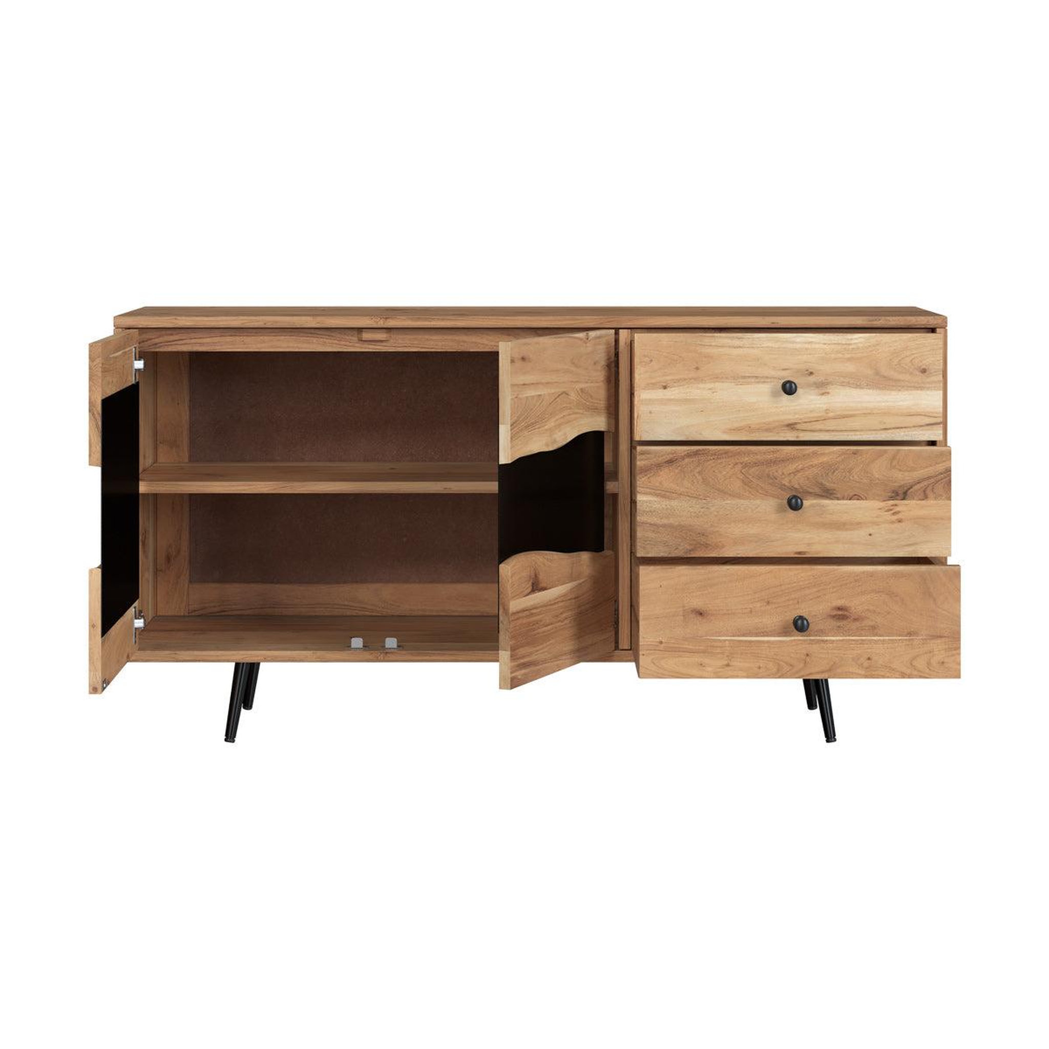 Voir la diapositive 3 : MAISON PAVANE Buffet en bois d'acacia massif et métal-alabama