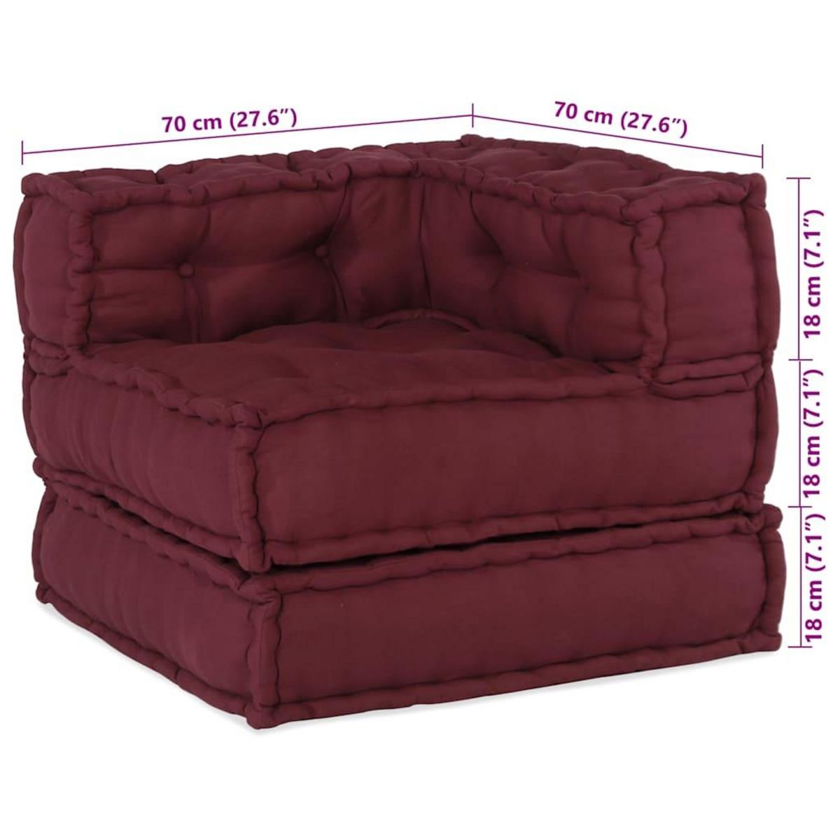 VIDAXL Pouf modulaire marron 70x70x54 tissu