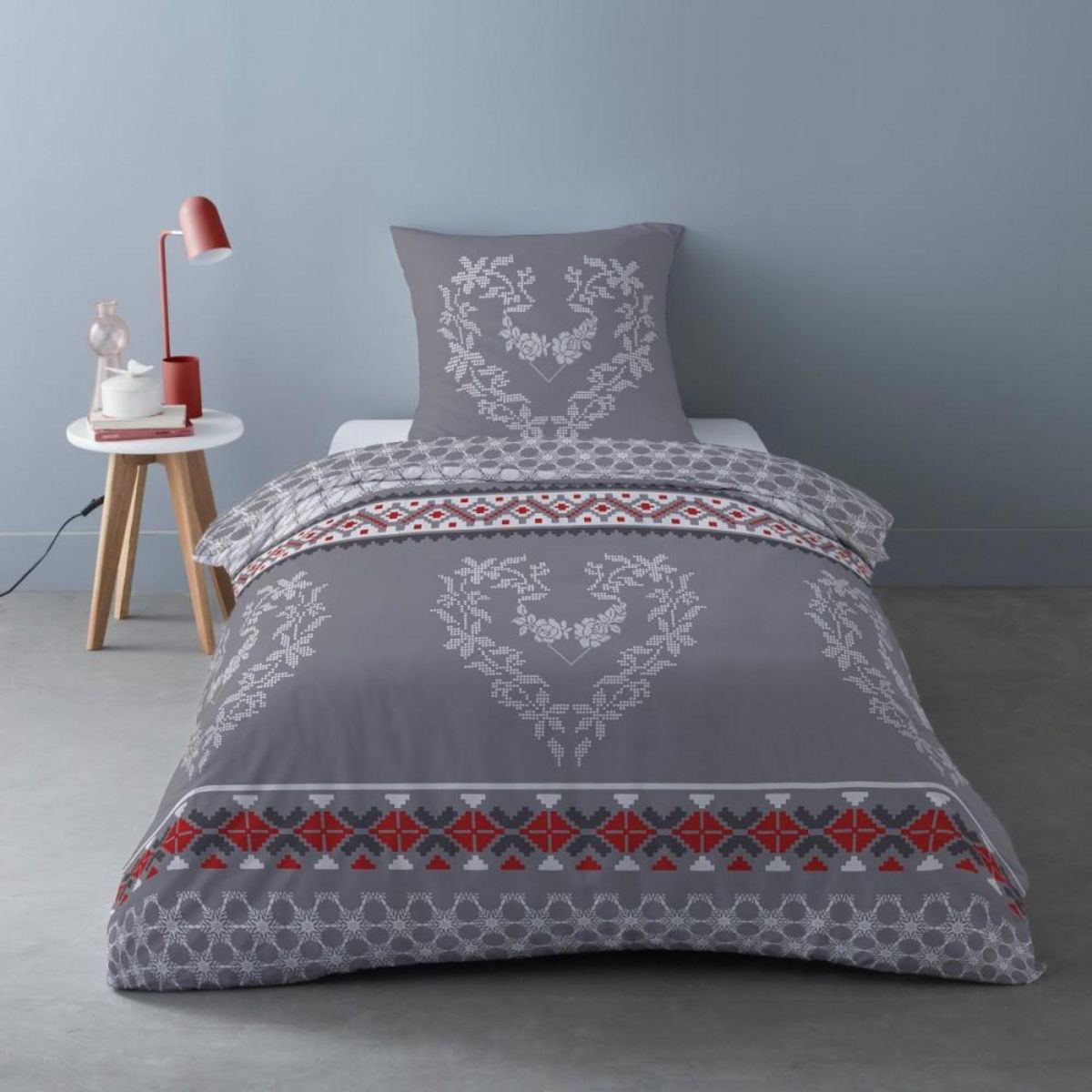 Dourev Housse de couette Flanelle 140x200 SIGALE + 1 taie