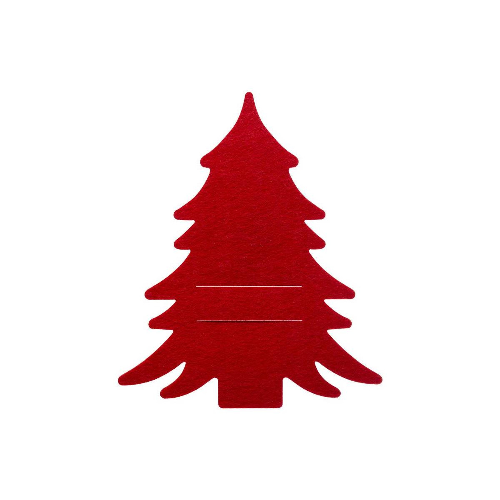 Voir la diapositive 3 : FEERIC LIGHT & CHRISTMAS Lot de 4 porte-couverts en feutrine sapin - rouge
