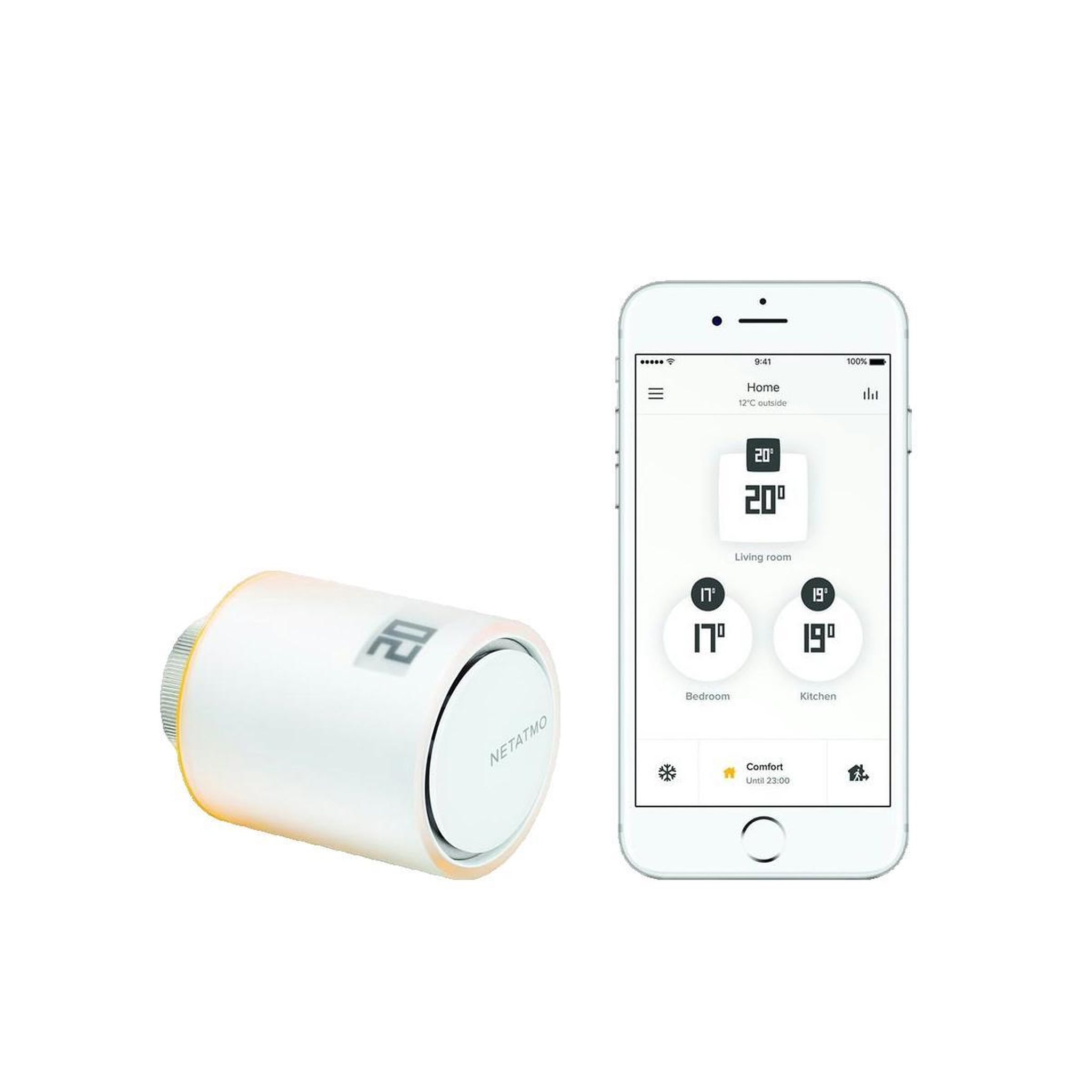 Voir la diapositive 2 : MAISON NET Tête thermostatique Netatmo intelligente avec écran e-Paper