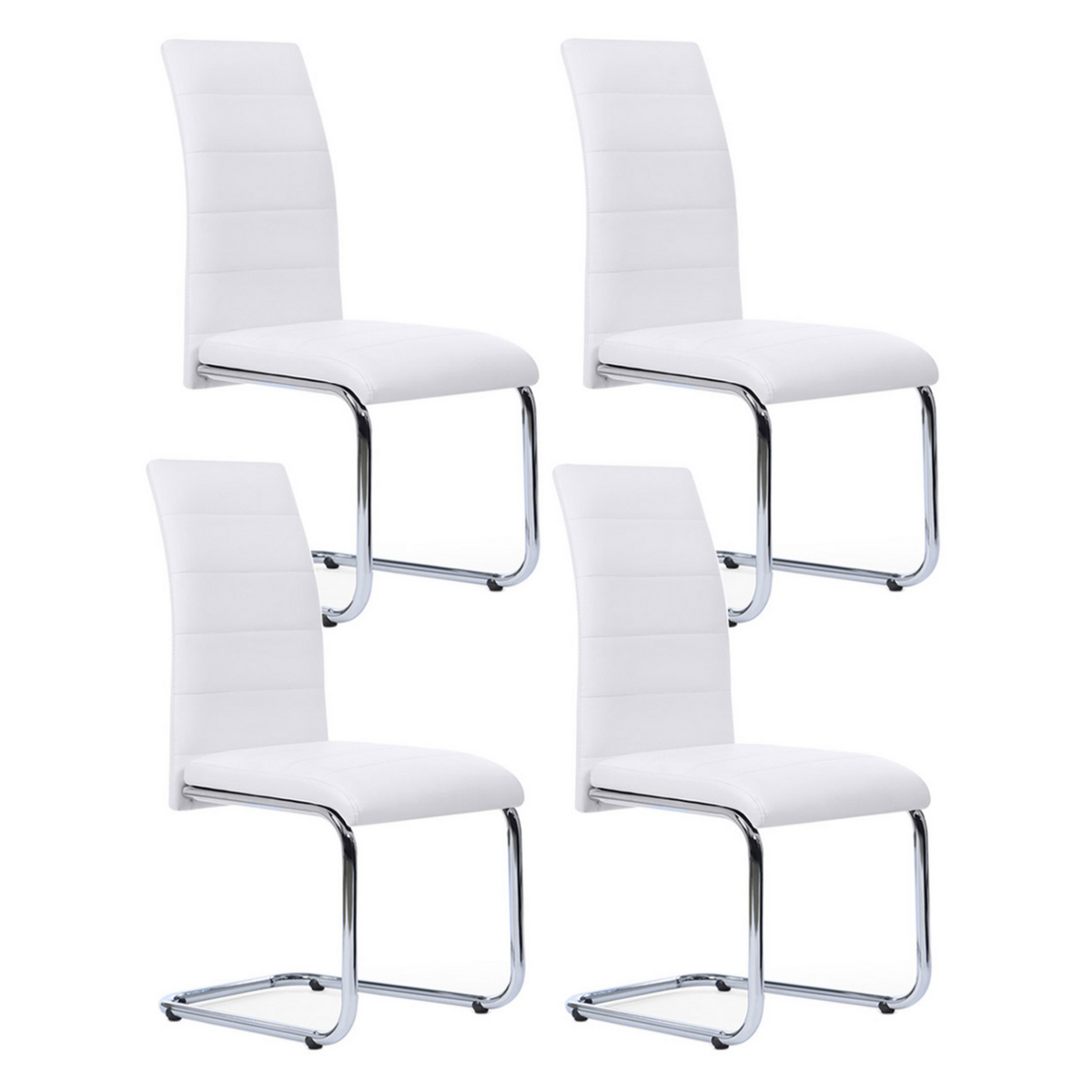 ID MARKET Lot de 4 chaises MIA blanches pour salle à manger