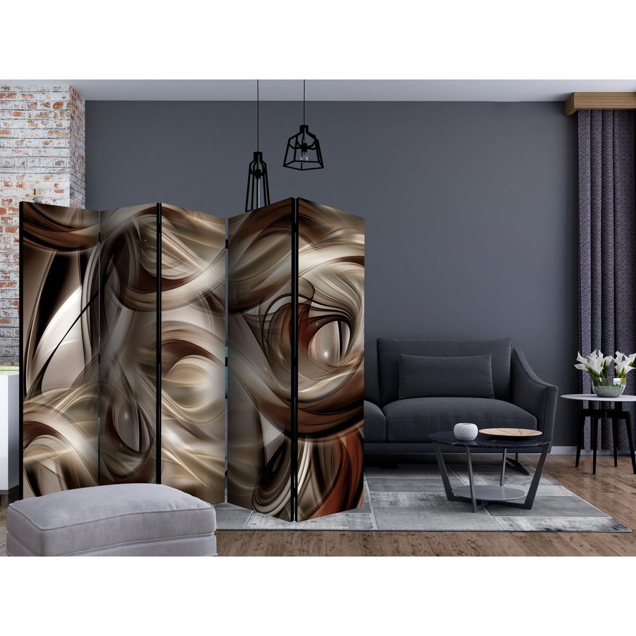 Voir la diapositive 2 : Paris Prix Paravent 5 volets  brown revelry  172x225cm