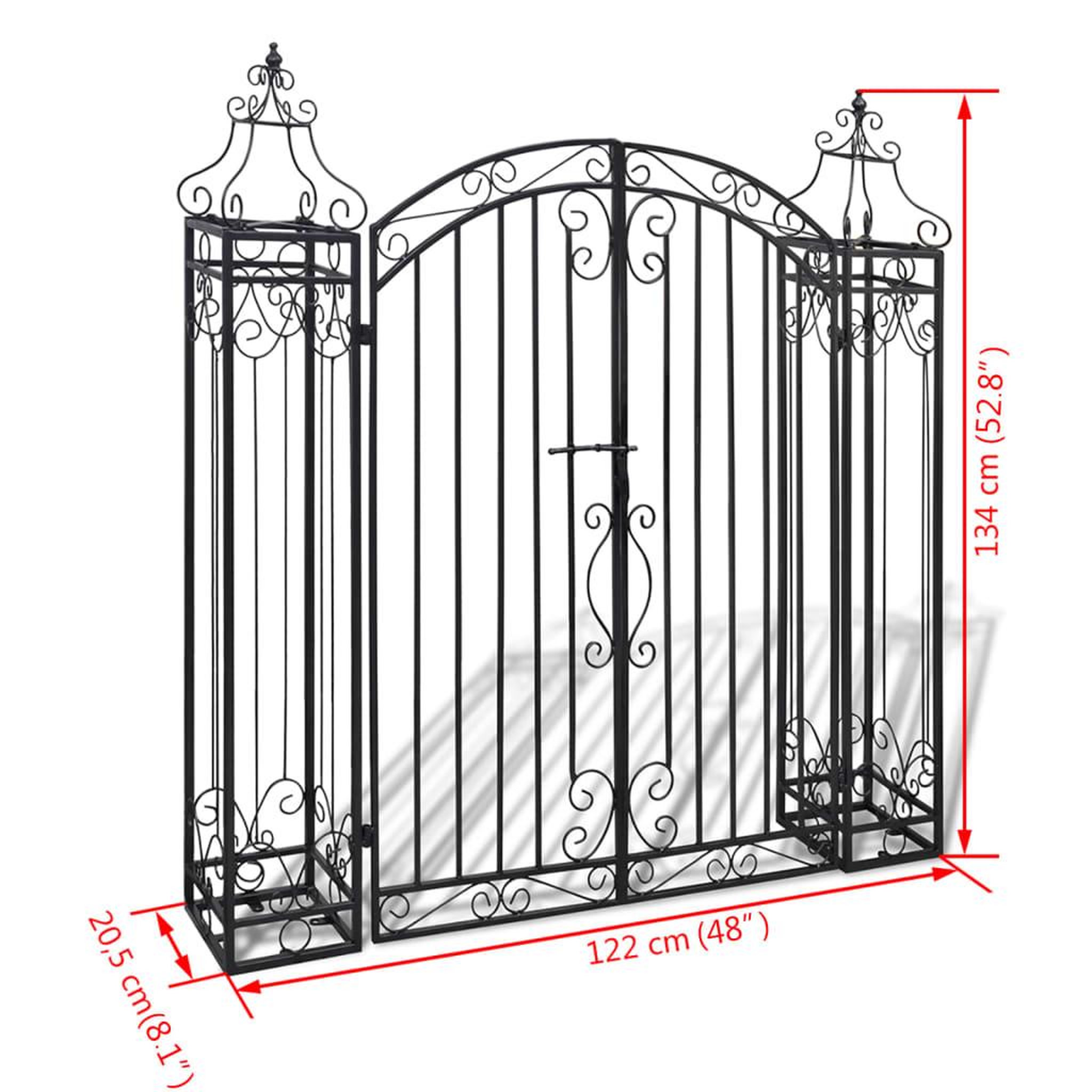 Voir la diapositive 3 : VIDAXL Portillon ornemental de jardin fer forge 122 x 20,5 x 134 cm