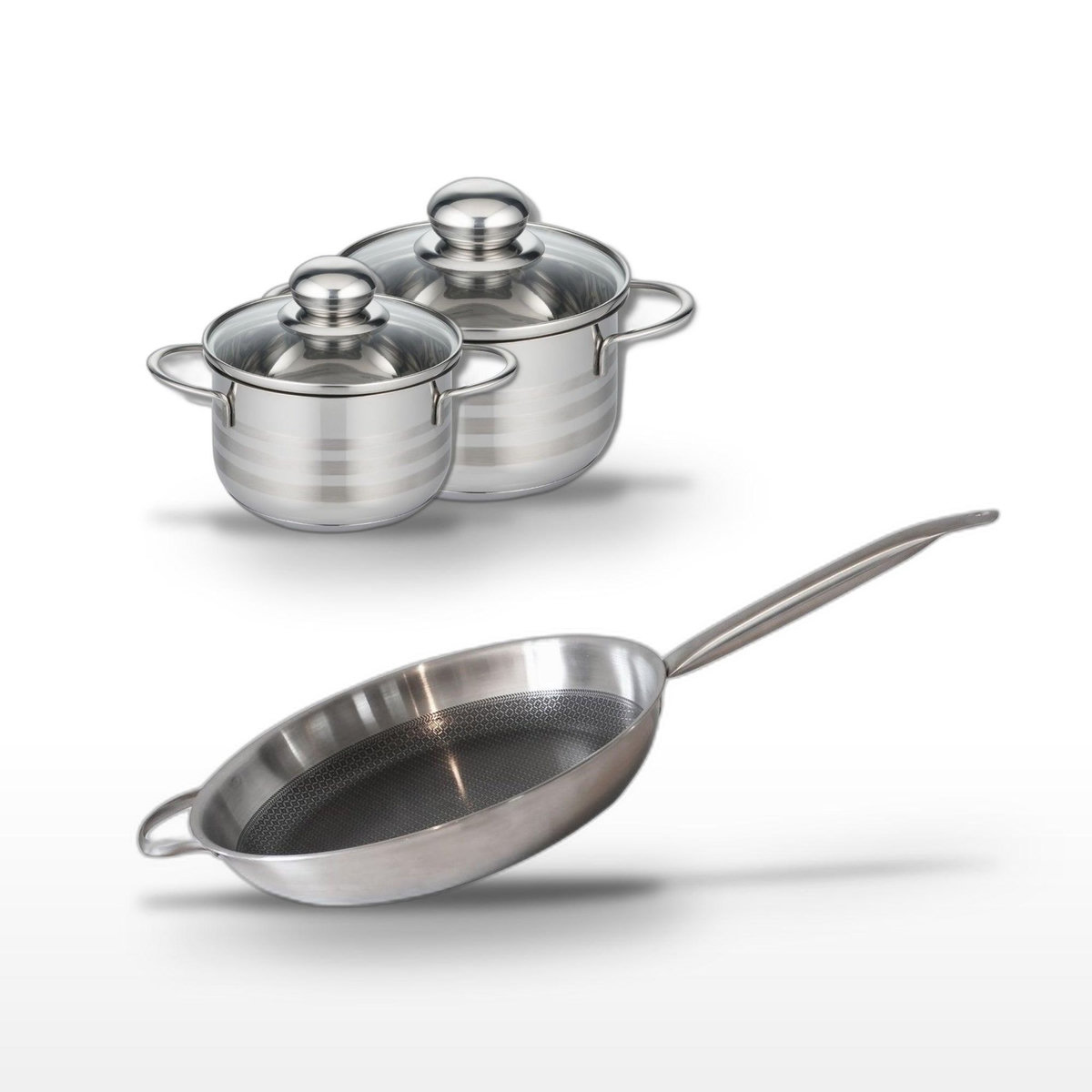 ELO Lot Poêle 32 cm Elo Relief Solution & 2 Faitouts 12/14 cm