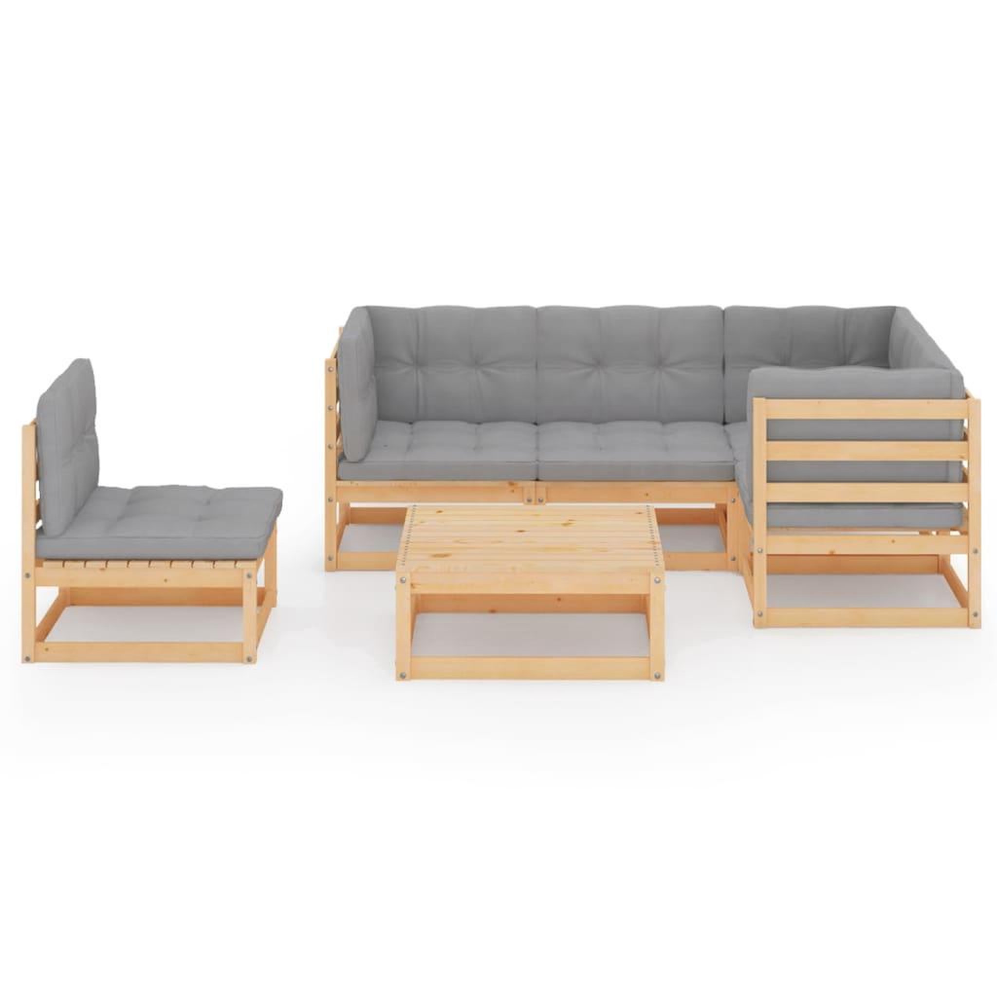 Voir la diapositive 3 : VIDAXL Salon de jardin 6 pcs avec coussins Bois de pin massif