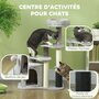Voir la diapositive 4 : PAWHUT Arbre à chat H.87 cm 3 niv. - griffoirs, niche, bande massante, tour observation, boules - gris clair