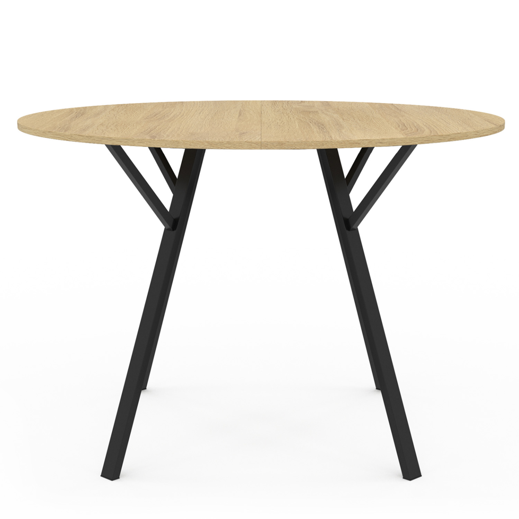 Voir la diapositive 3 : ID MARKET Table à manger fixe ronde yseult 4-6 personnes bois et noir design industriel 110 cm