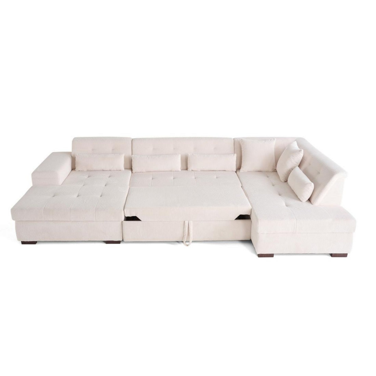 LISA DESIGN Vermont - canapé panoramique d'angle droit - 7 places - convertible avec coffre - en velours côtelé