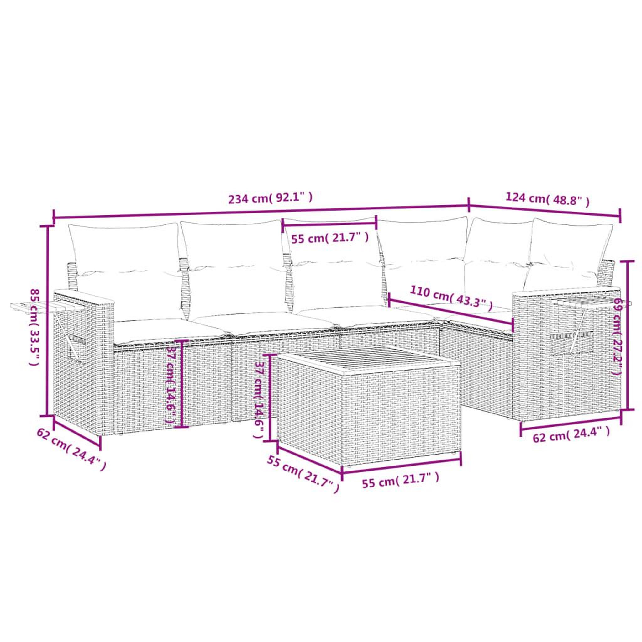 Voir la diapositive 4 : VIDAXL Salon de jardin avec coussins 6 pcs beige resine tressee