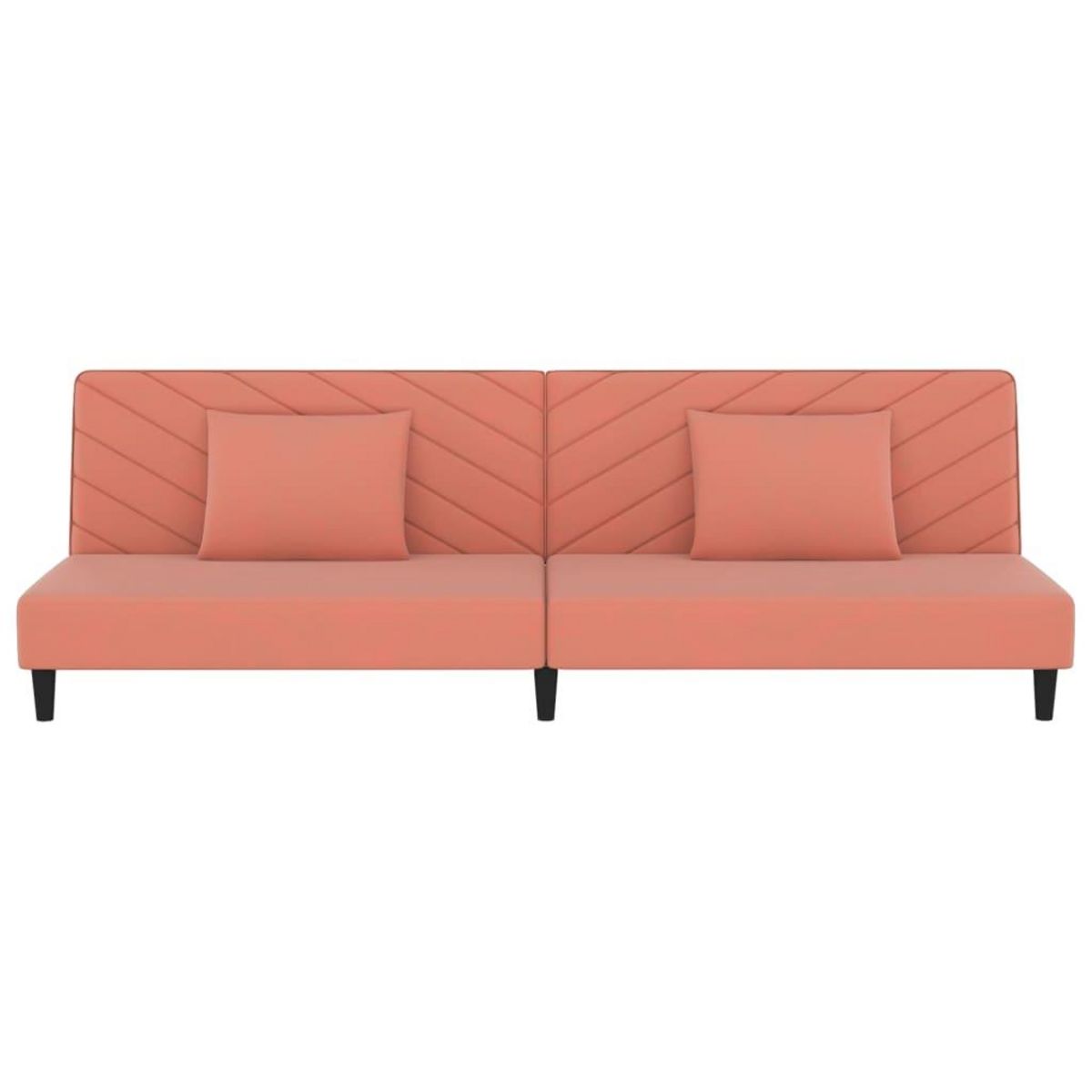 VIDAXL Canape-lit a 2 places avec deux oreillers Rose Velours