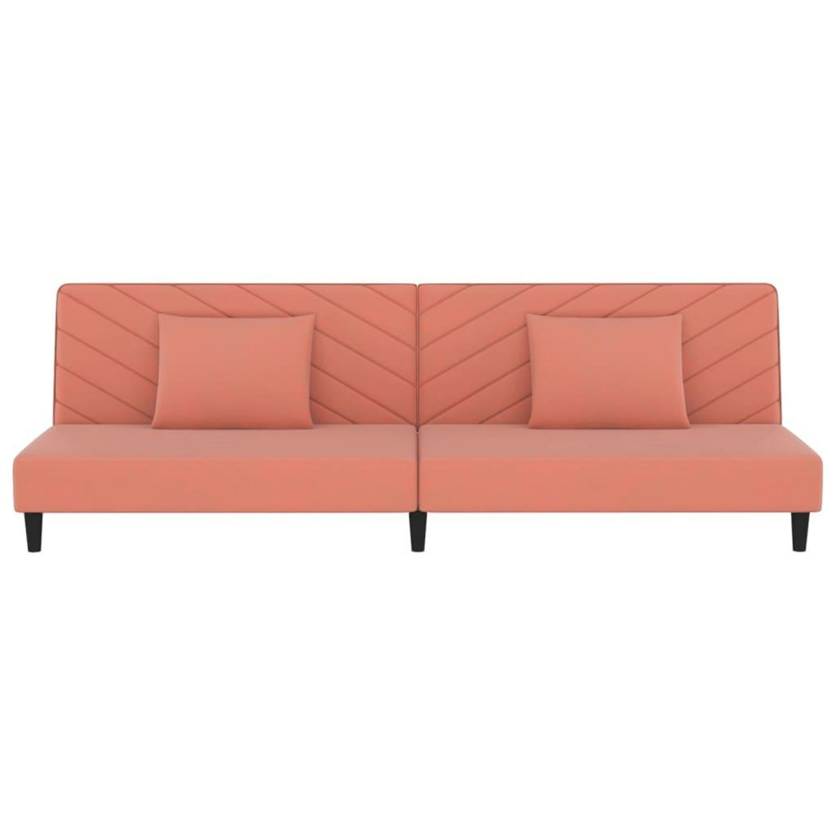 VIDAXL Canape-lit a 2 places avec deux oreillers Rose Velours