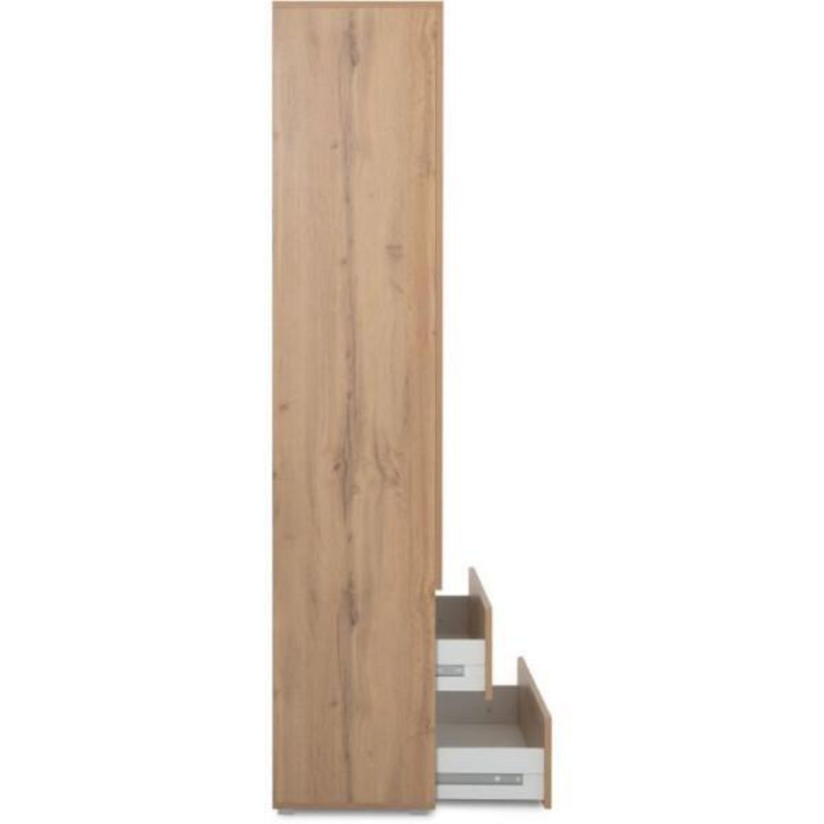 MARKET24 Armoire IMAGE 7 - Décor chene - 2 portes + 2 tiroirs - L80 x H191 x P40 cm