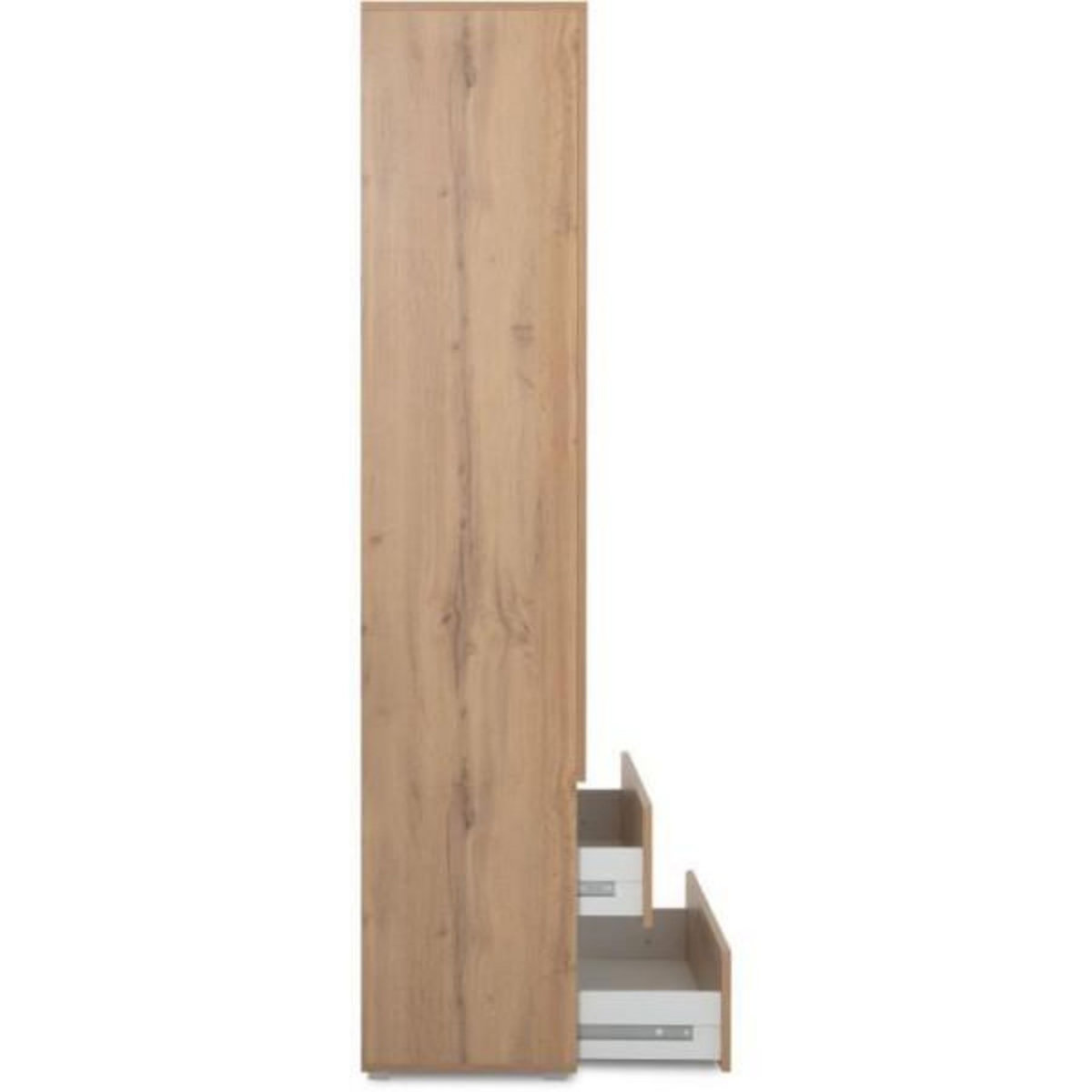 MARKET24 Armoire IMAGE 7 - Décor chene - 2 portes + 2 tiroirs - L80 x H191 x P40 cm