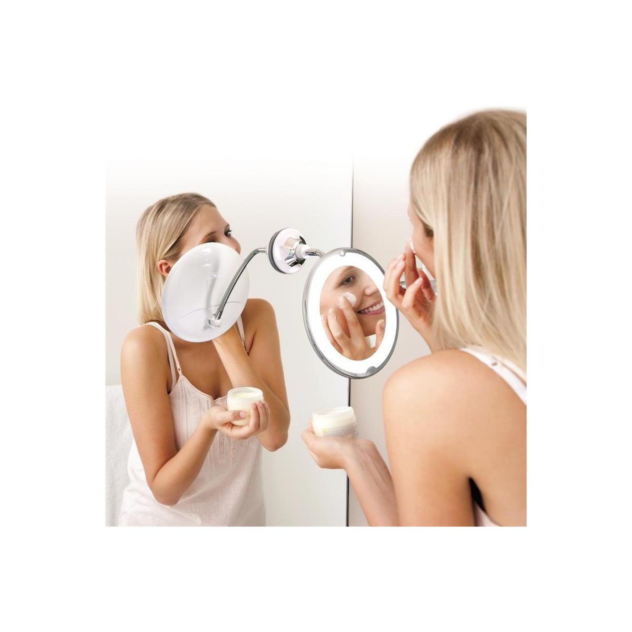 Voir la diapositive 4 : Cosmetic Club Miroir grossissant flexible  lumineux  30cm blanc