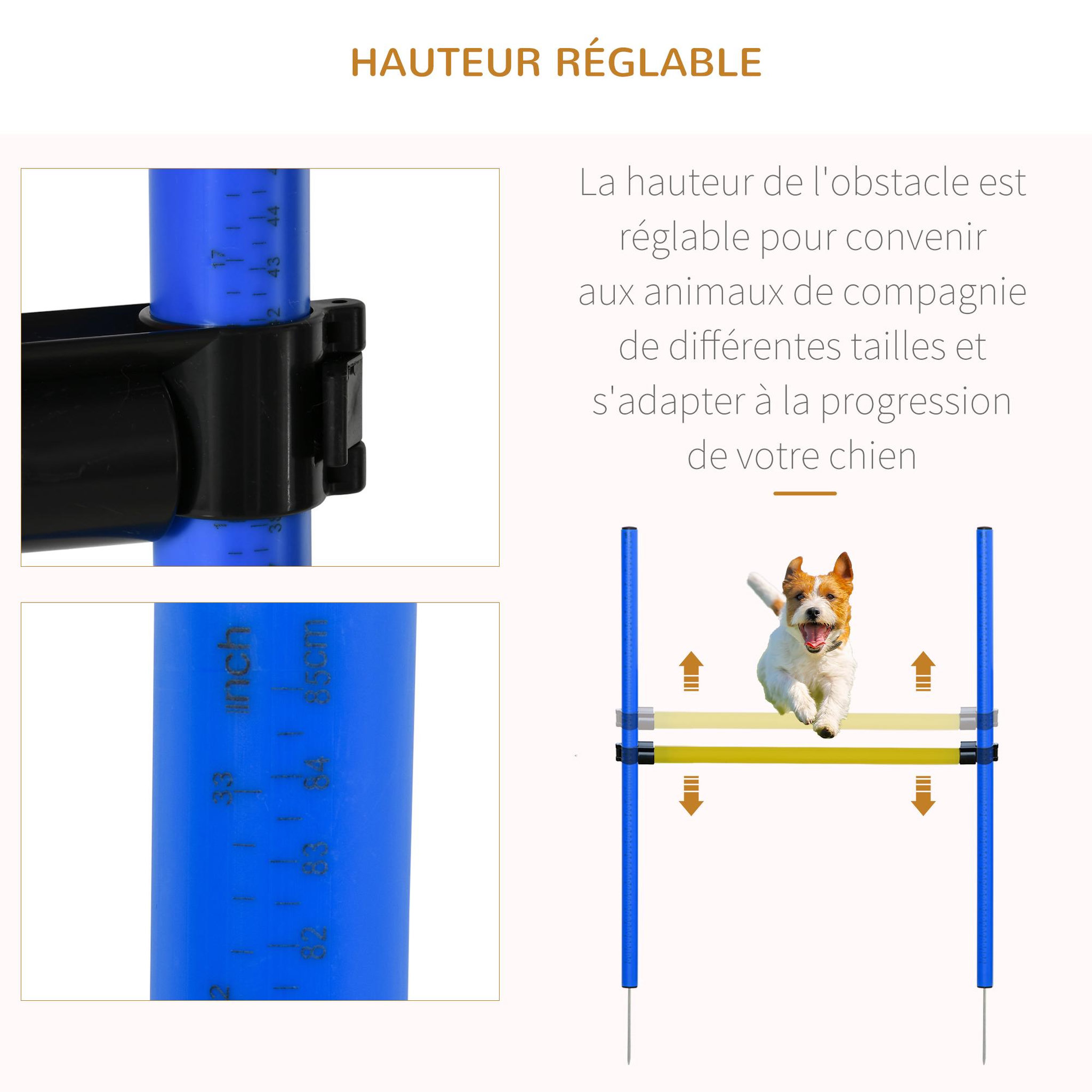 Voir la diapositive 6 : PAWHUT Agility sport pour chiens équipement complet obstacle, tunnel, slalom, zone repos + sac de transport bleu jaune