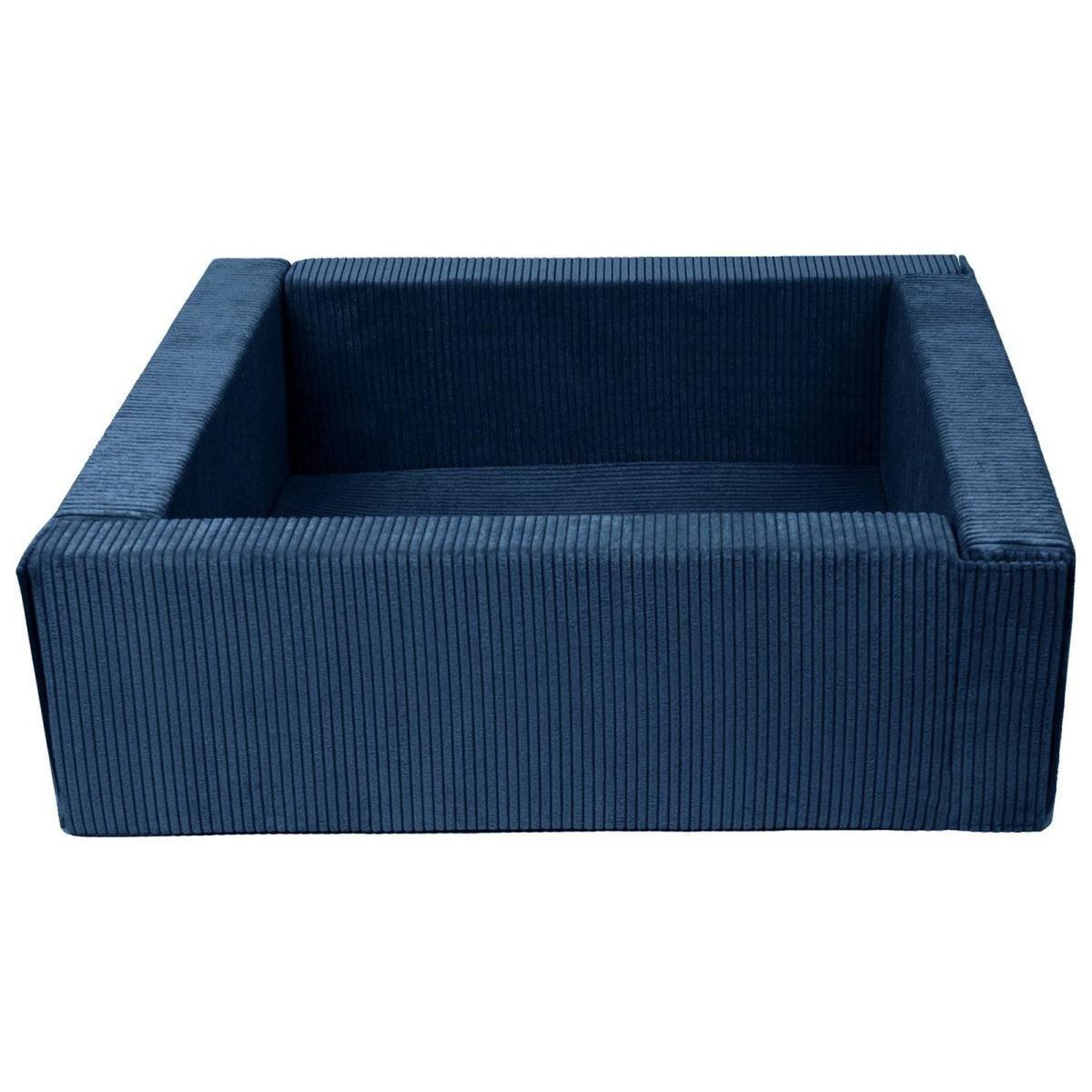 VELINDA Piscine à balles carrée en cuir artificiel, sans balles — bleu (velours côtelé)