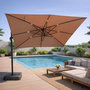 Voir la diapositive 5 : CONCEPT USINE Parasol rectangulaire 3x4m déporté rotatif taupe en aluminium CESARE