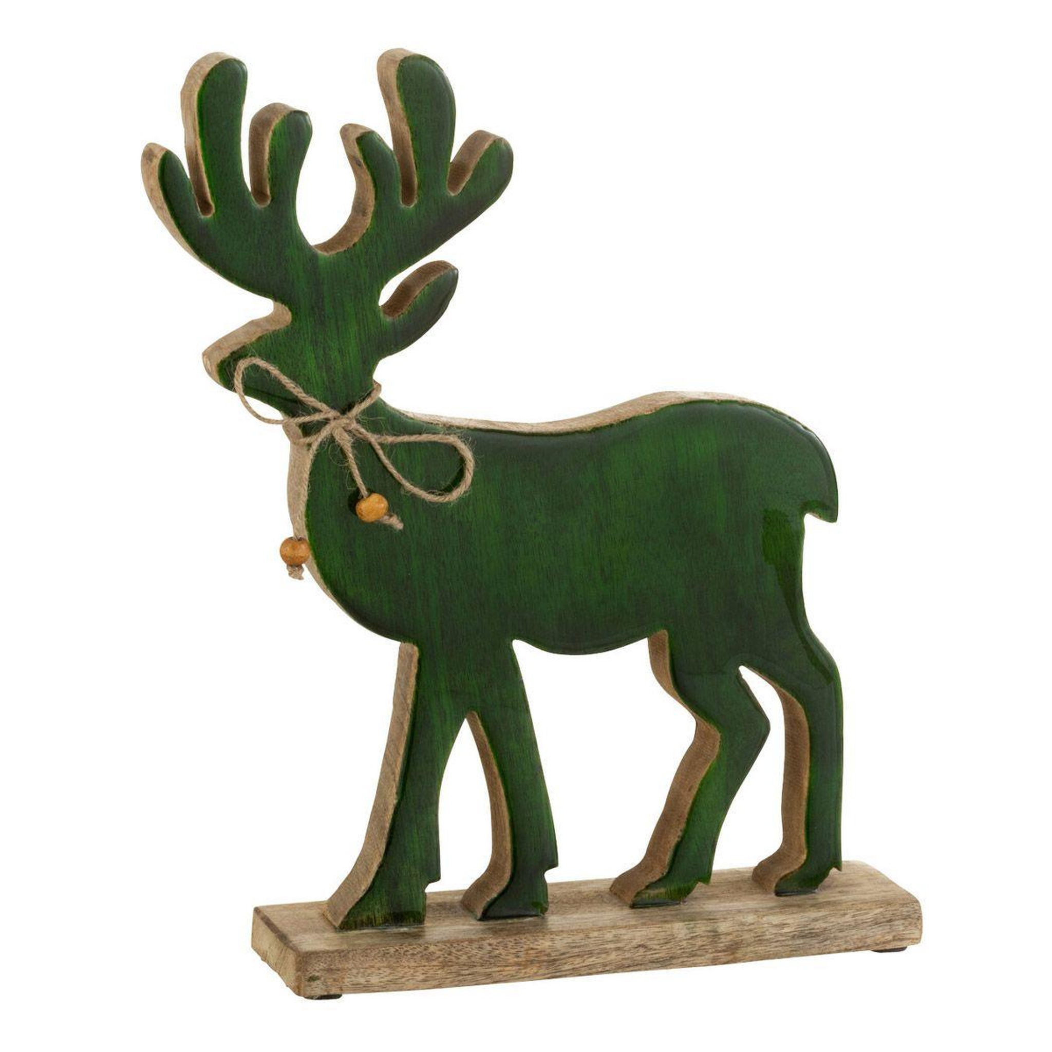 J-LINE Statuette déco renne  gabriel  30cm vert