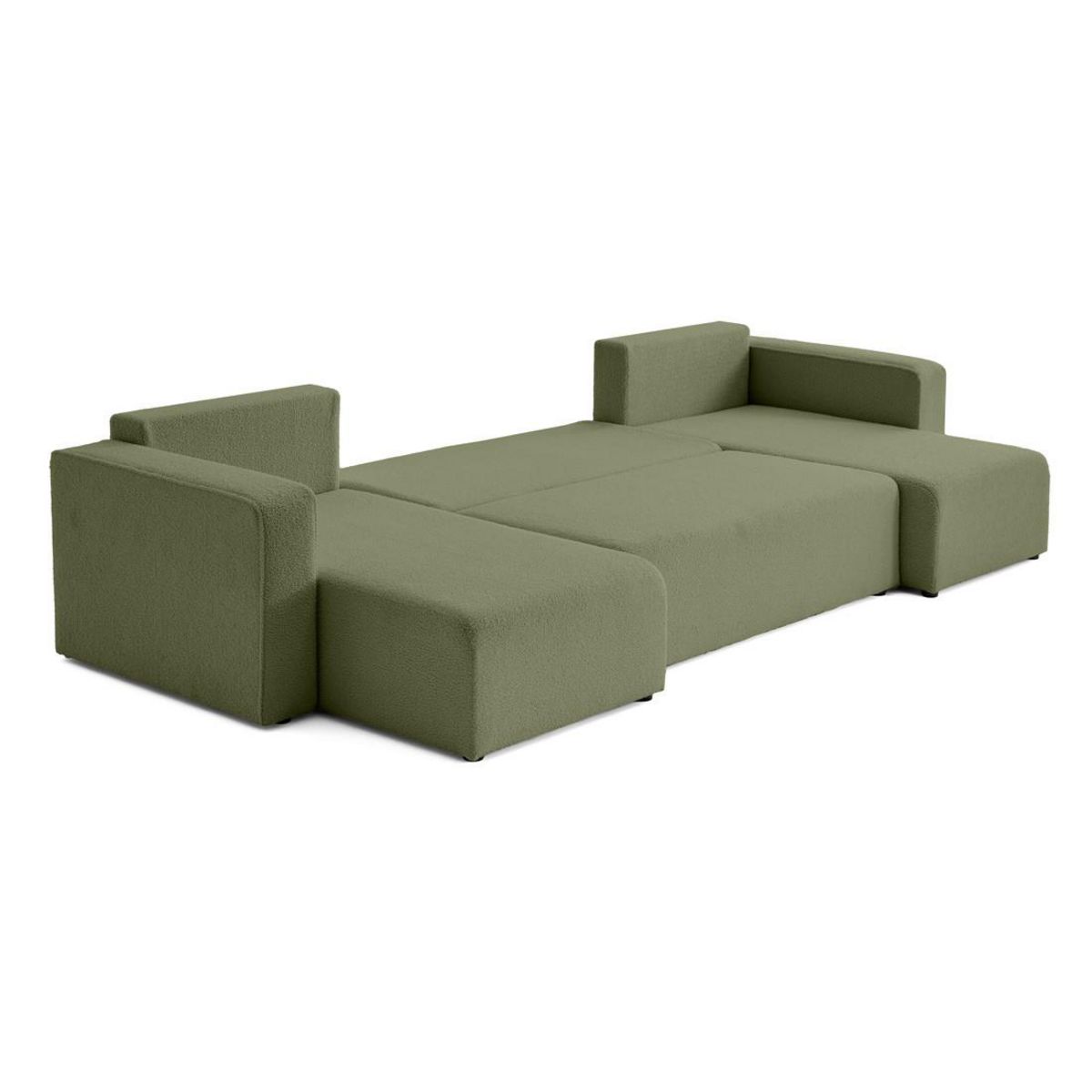 BEST MOBILIER Topaze - canapé panoramique en u - 7 places - convertible avec coffre - en tissu bouclette