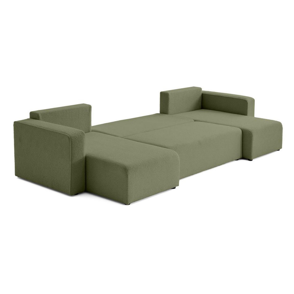 BEST MOBILIER Topaze - canapé panoramique en u - 7 places - convertible avec coffre - en tissu bouclette