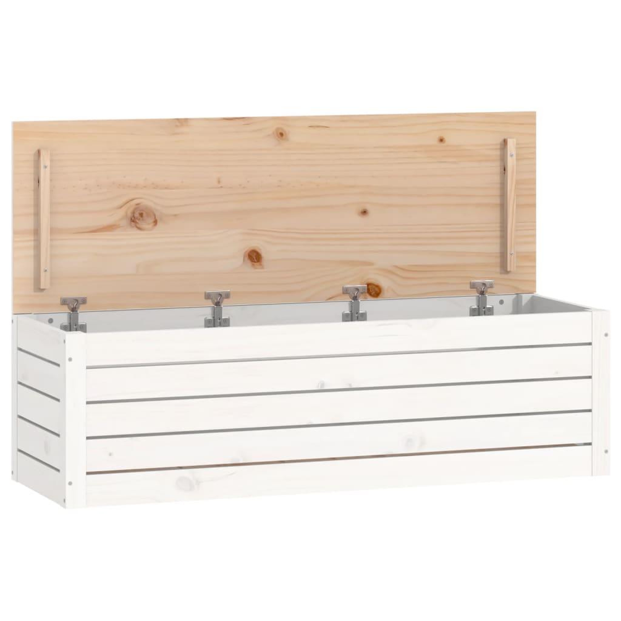 Voir la diapositive 2 : VIDAXL Boîte de rangement Blanc 109x36,5x33 cm Bois massif de pin