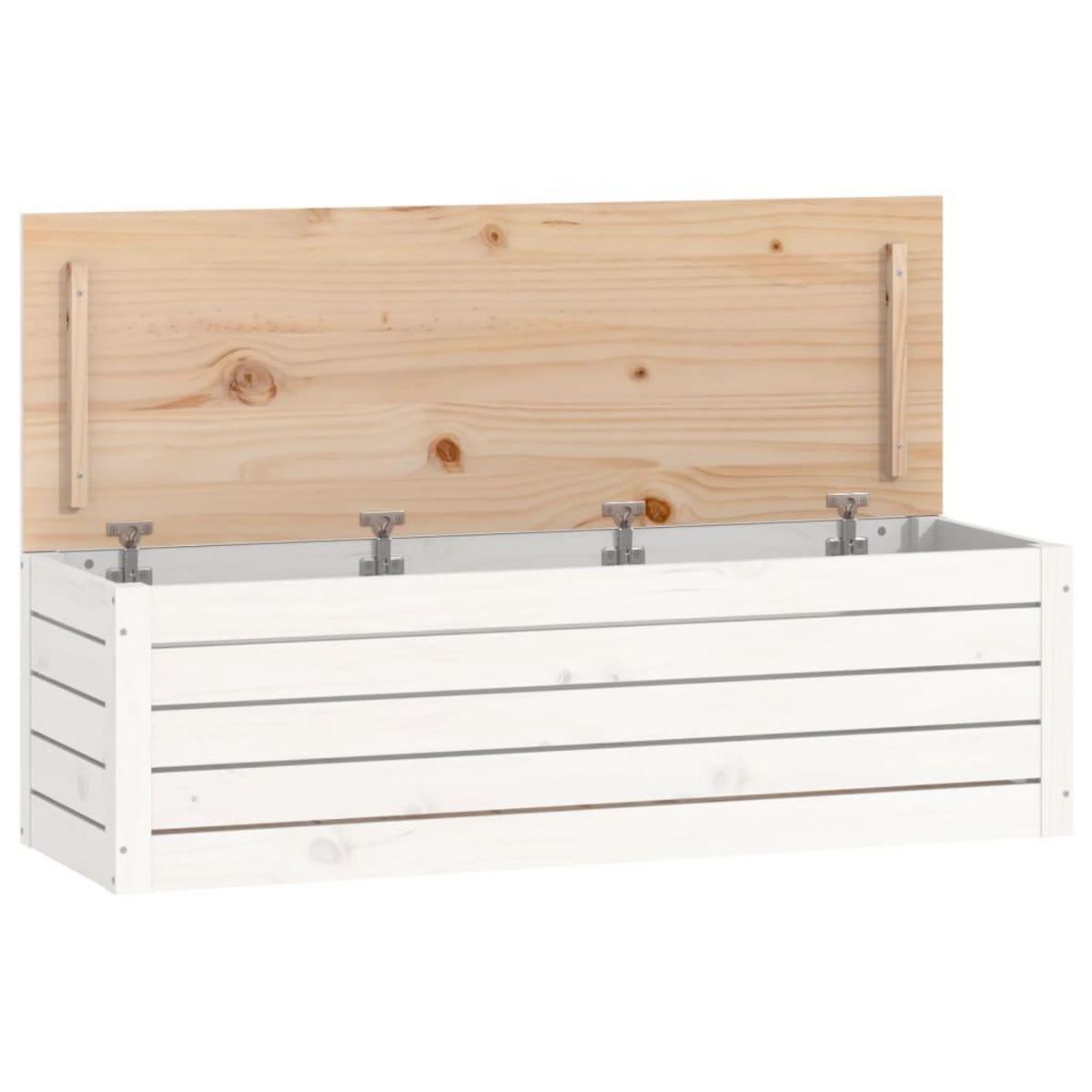 VIDAXL Boîte de rangement Blanc 109x36,5x33 cm Bois massif de pin