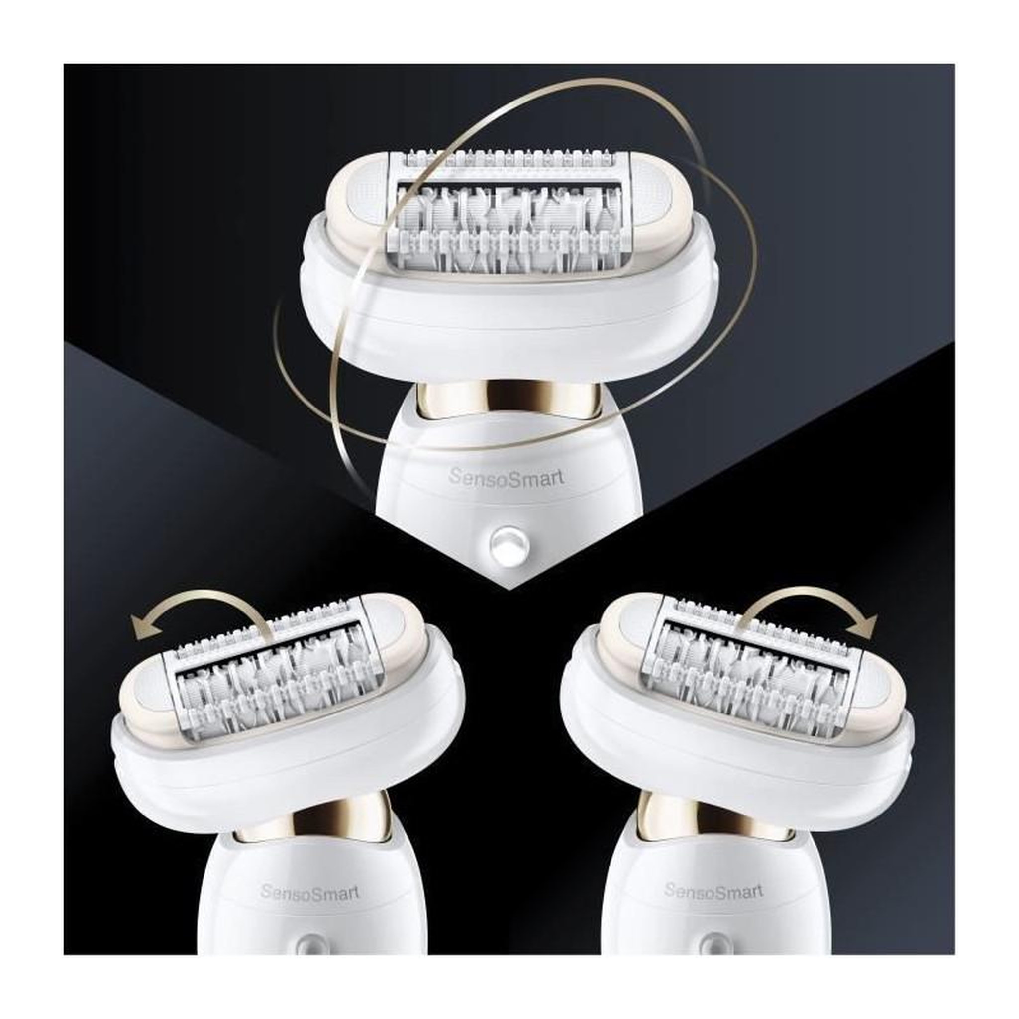 Voir la diapositive 3 : BRAUN Braun Silk-epil 9 Flex 9-002 Epilateur electrique pour femme - Tete flexible - Micro-grip 40 pincettes - SensoSmart - Blanc/Dore