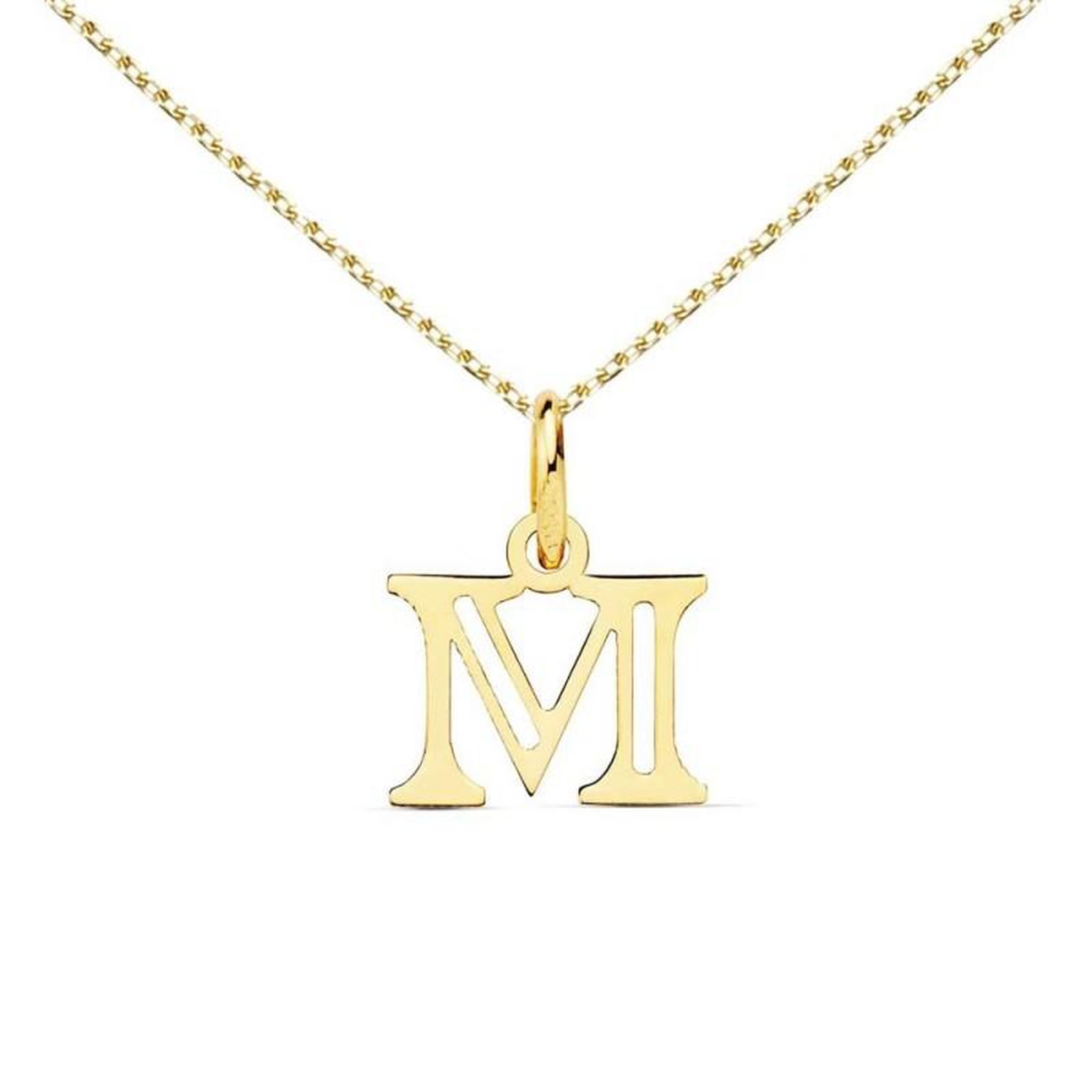 L'ATELIER D'AZUR Collier - Pendentif Lettre  M  Or 750/1000 - Chaine Dorée