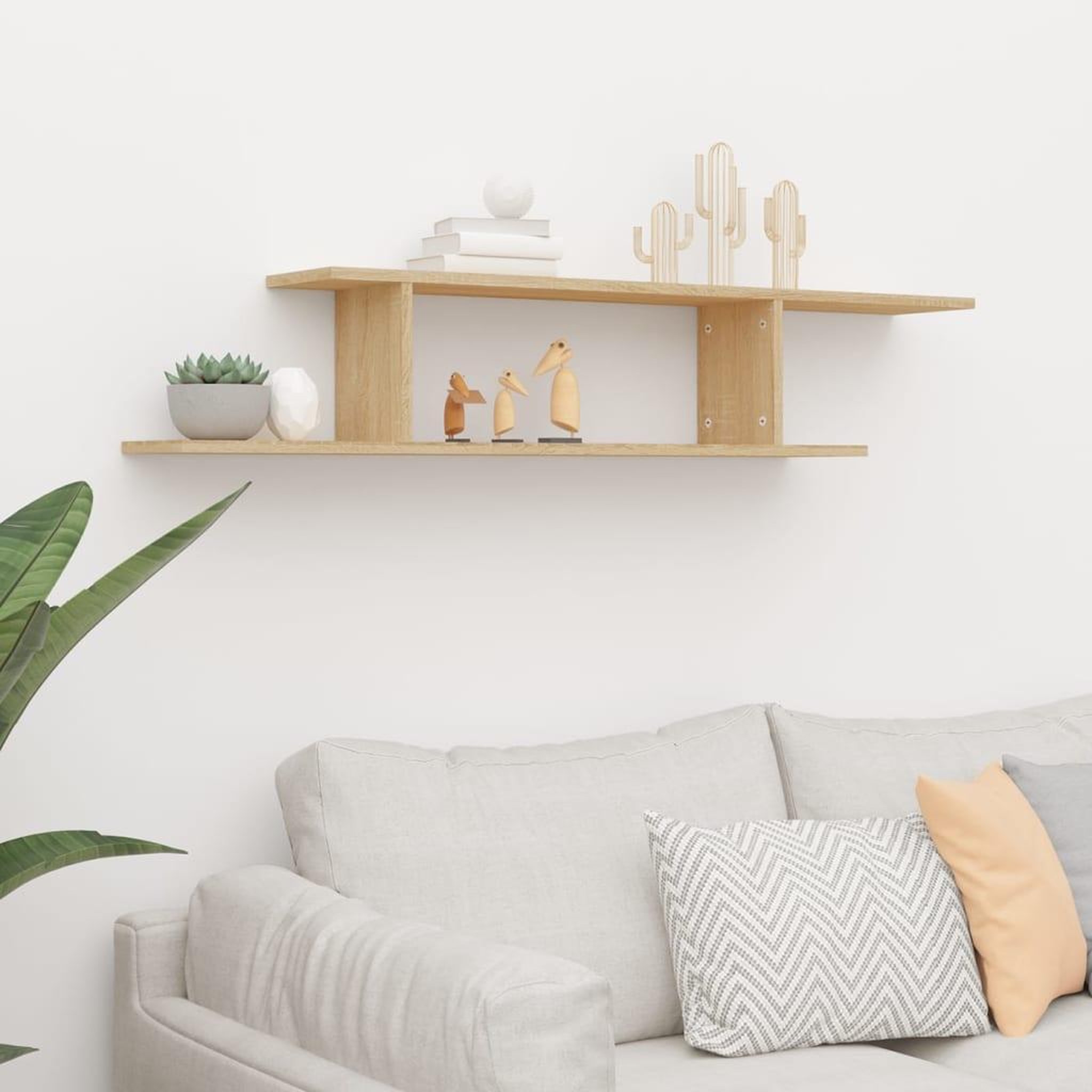 Voir la diapositive 3 : VIDAXL Etagere TV murale Chene Sonoma 125x18x23 cm Bois d'ingenierie