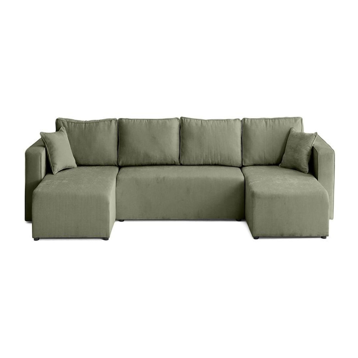 BEST MOBILIER Topaze - canapé panoramique en u - 7 places - convertible avec coffre - en velours côtelé plat