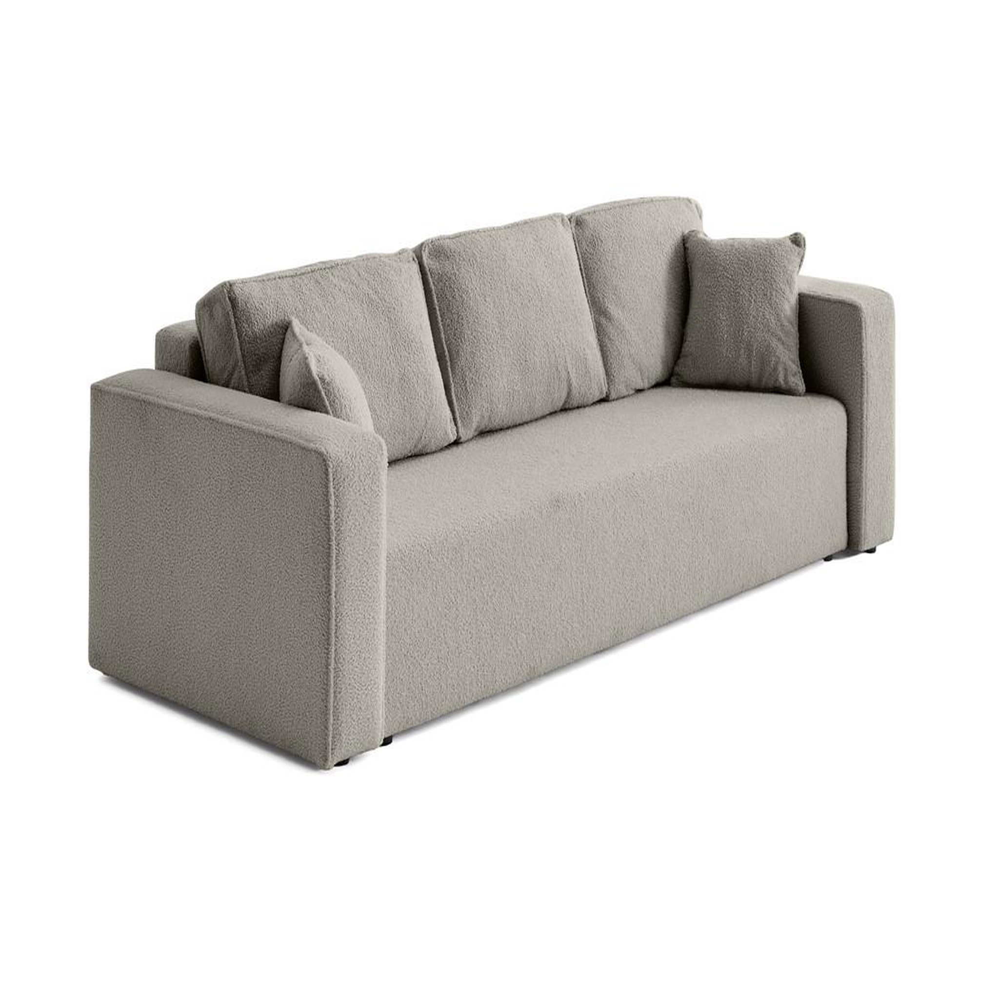 Voir la diapositive 5 : BEST MOBILIER Topaze - canapé 3 places - convertible avec coffre - en tissu bouclette