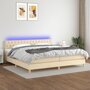 Voir la diapositive 1 : VIDAXL Sommier a lattes de lit et matelas et LED Creme 200x200cm Tissu