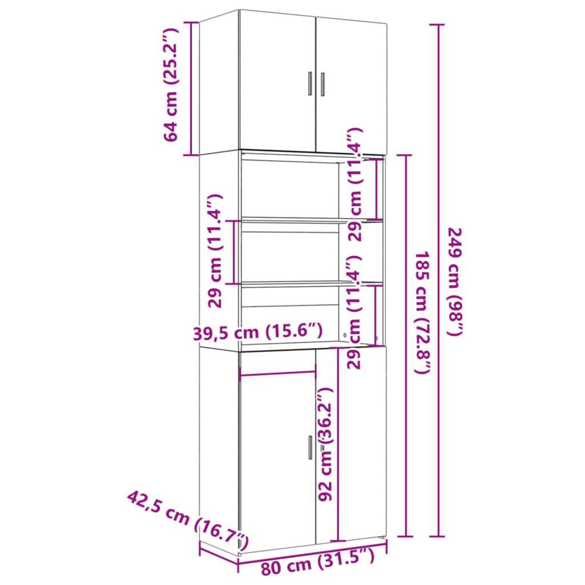 VIDAXL Buffet haut chene fume 80x42,5x249 cm bois d'ingenierie