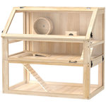 PAWHUT Cage rongeur hamster en bois dim.80x50x76cm 3 niveaux rampes roue bascule cabane