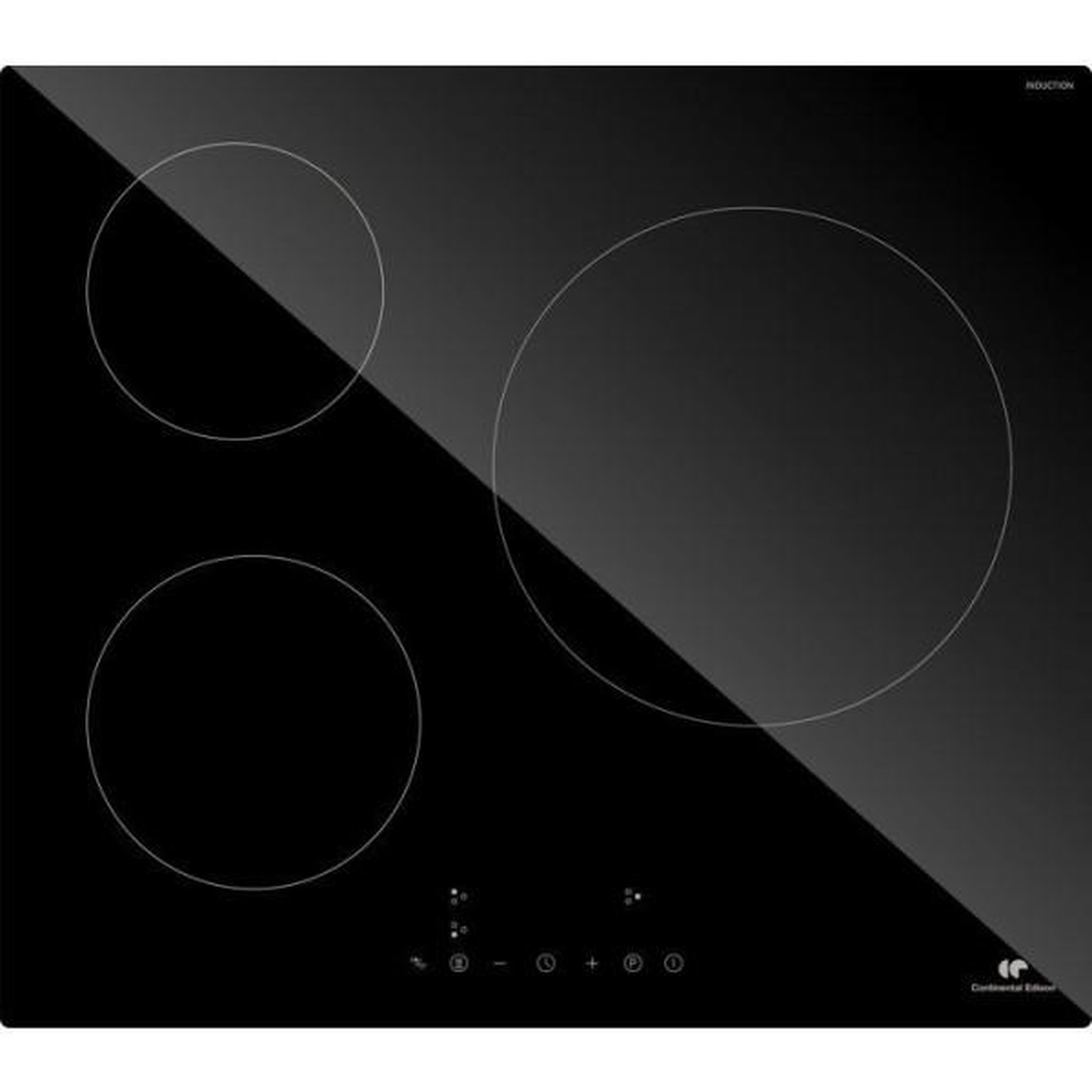 Voir la diapositive 4 : CONTINENTAL EDISON Table induction CONTINENTAL EDISON - CETI3B282 - 3 zones, 6680W - 3 boosters - 3 minuteurs - noir