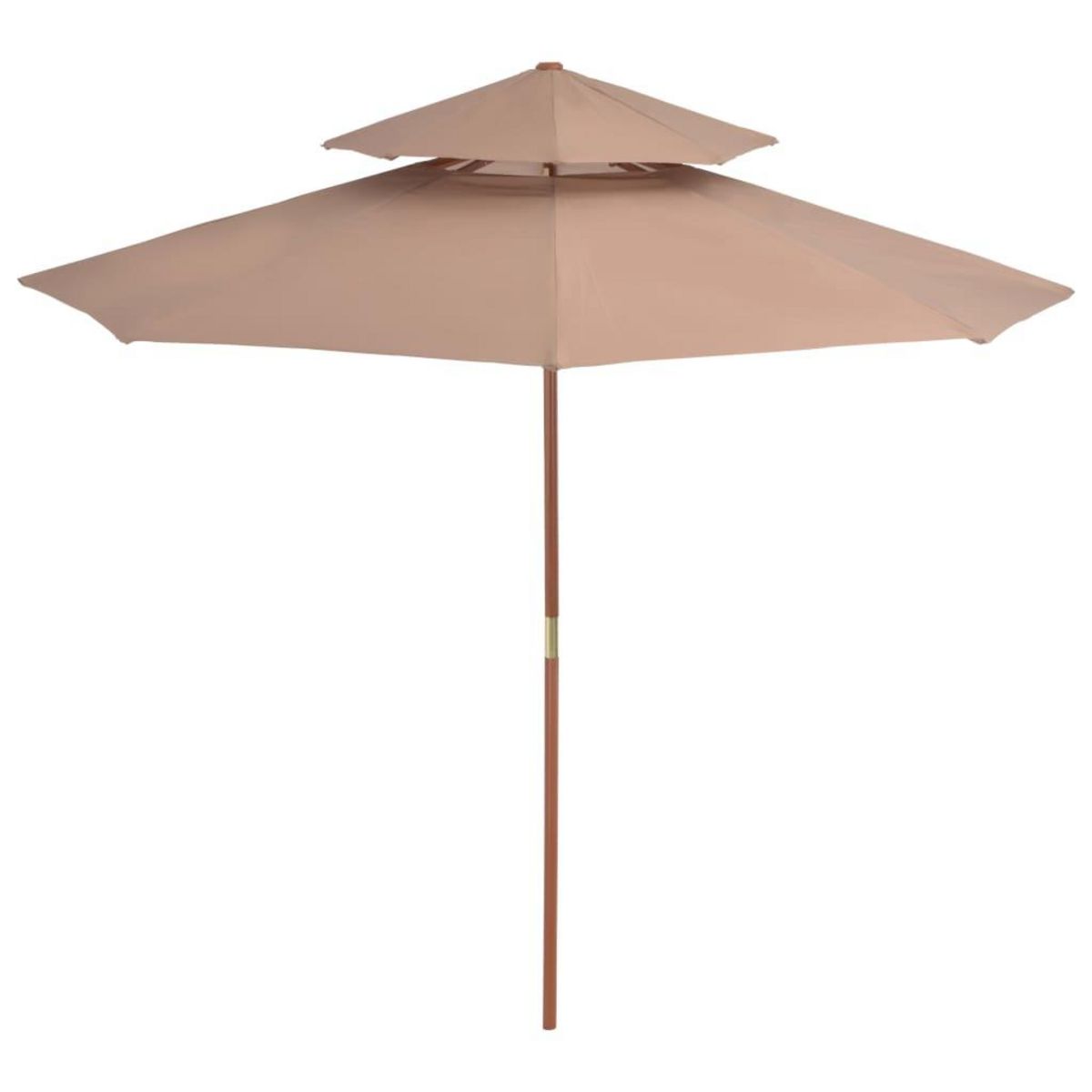 VIDAXL Parasol a deux etages avec mat en bois 270 cm taupe